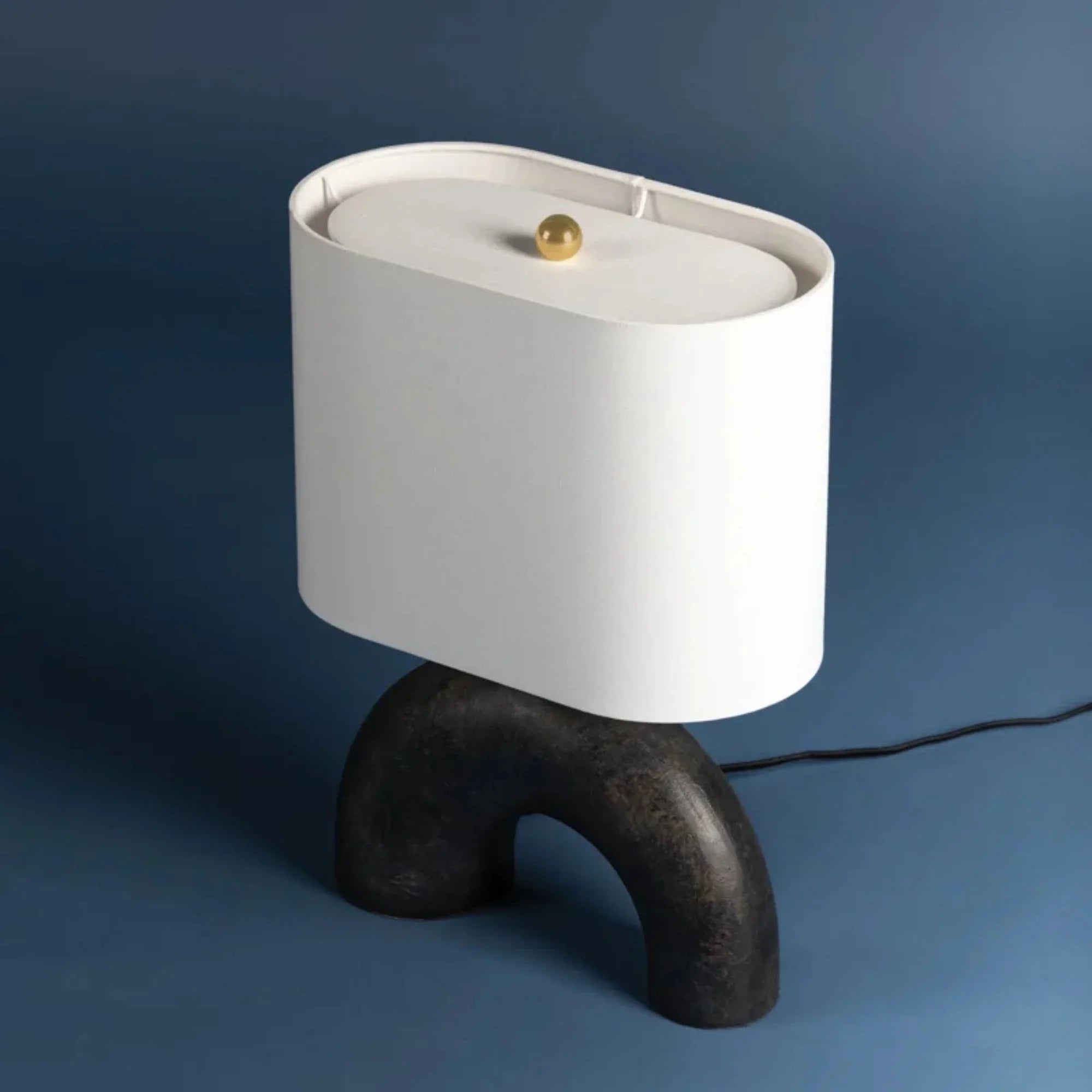 Hudson Valley Lighting - Valhalla 22" Table Lamp, Aged Brass/Earth Charcoal Ceramic Finish | Bees Lighting