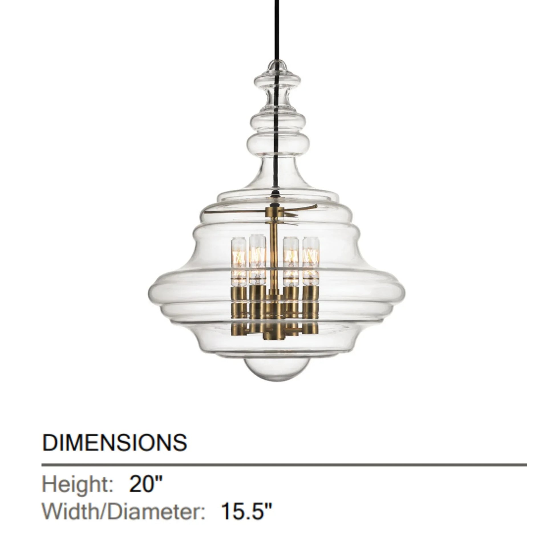 Hudson Valley Lighting - Washington 20" 4-Light Lantern, Aged Brass Finish | Bees Lighting