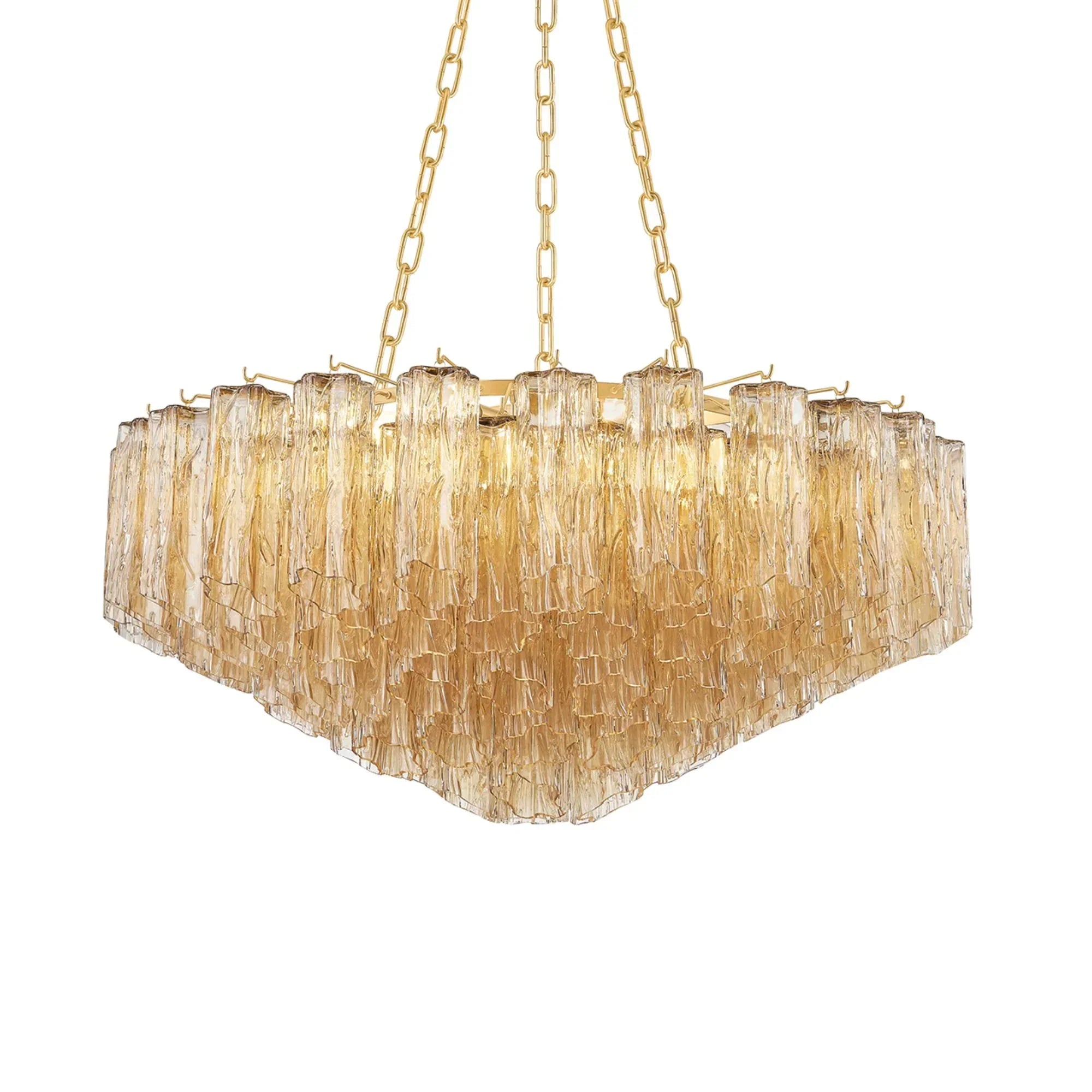Watertown 33" 9-Light Chandelier, Aged Brass Finish
