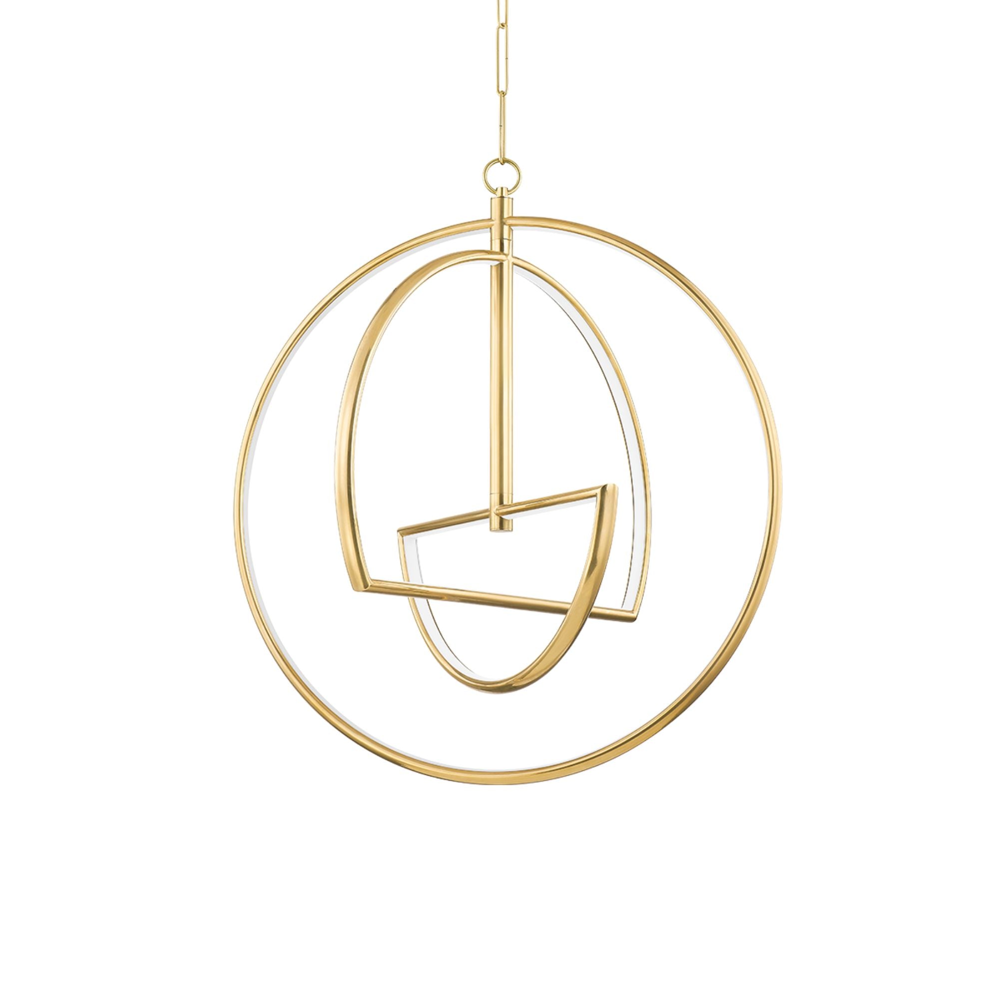 Welland 28" LED Chandelier, Aged Brass Finish