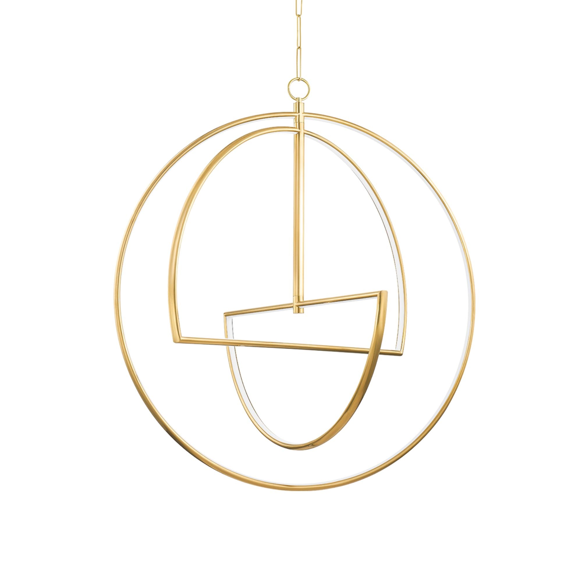 Welland 40" LED Chandelier, Aged Brass Finish