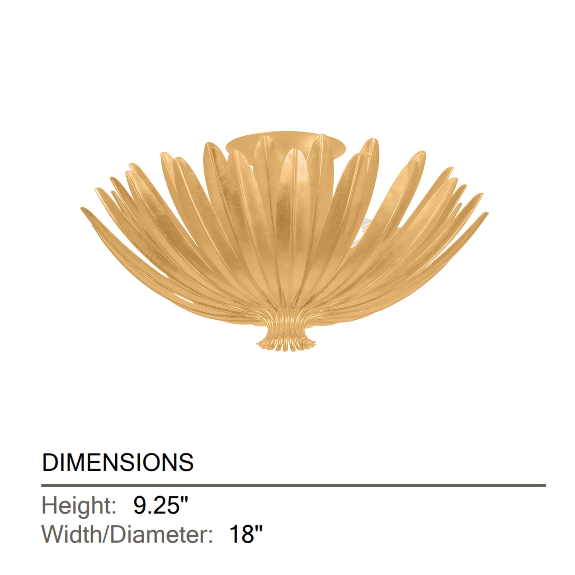 Hudson Valley Whitfield 18 in. 3-Light Semi-Flush Mount, Vintage Gold Leaf