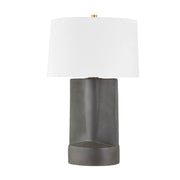 Wilson 28" Table Lamp, Aged Brass/Ceramic Texture Dark Grey Finish