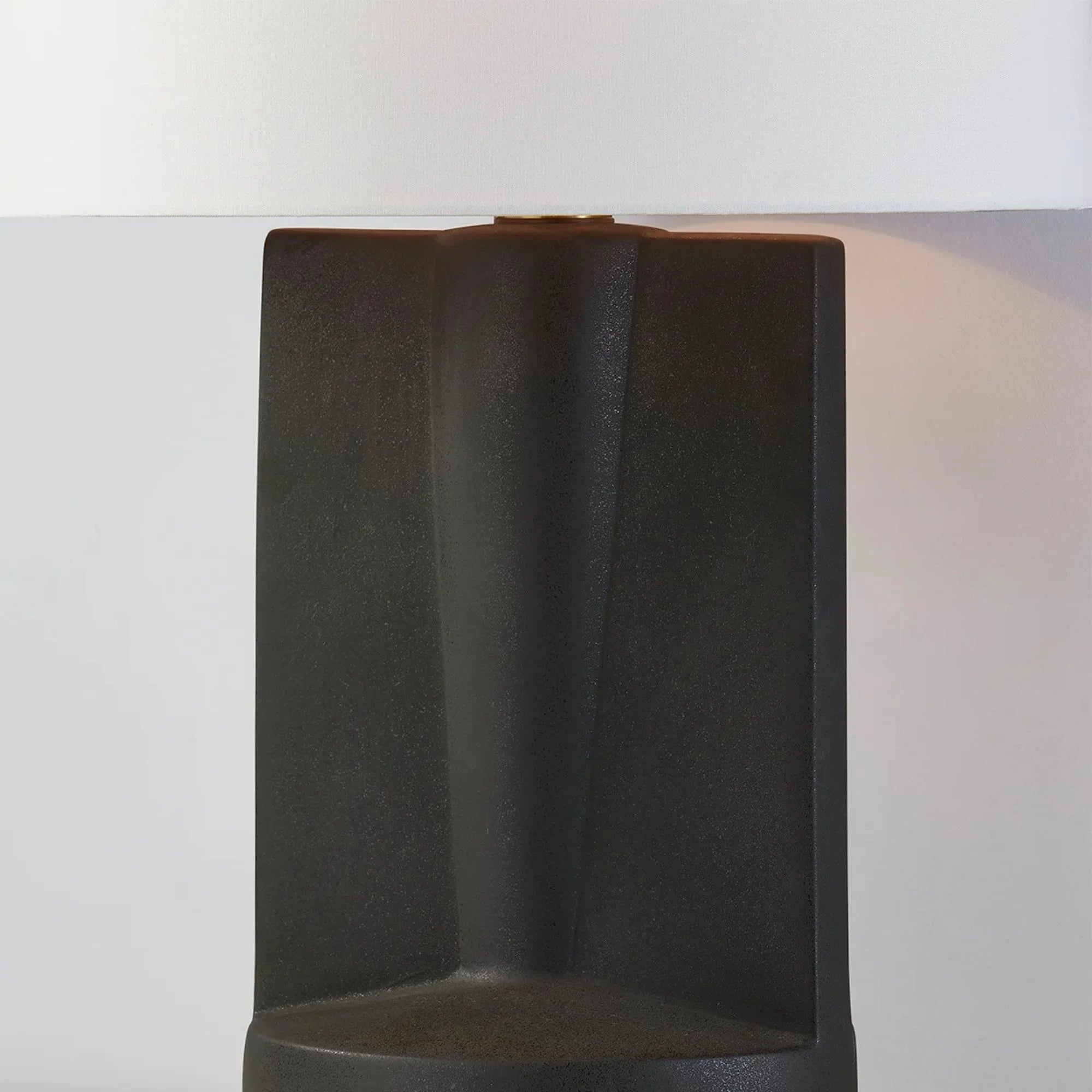 Wilson 28" Table Lamp, Aged Brass/Ceramic Texture Dark Grey Finish