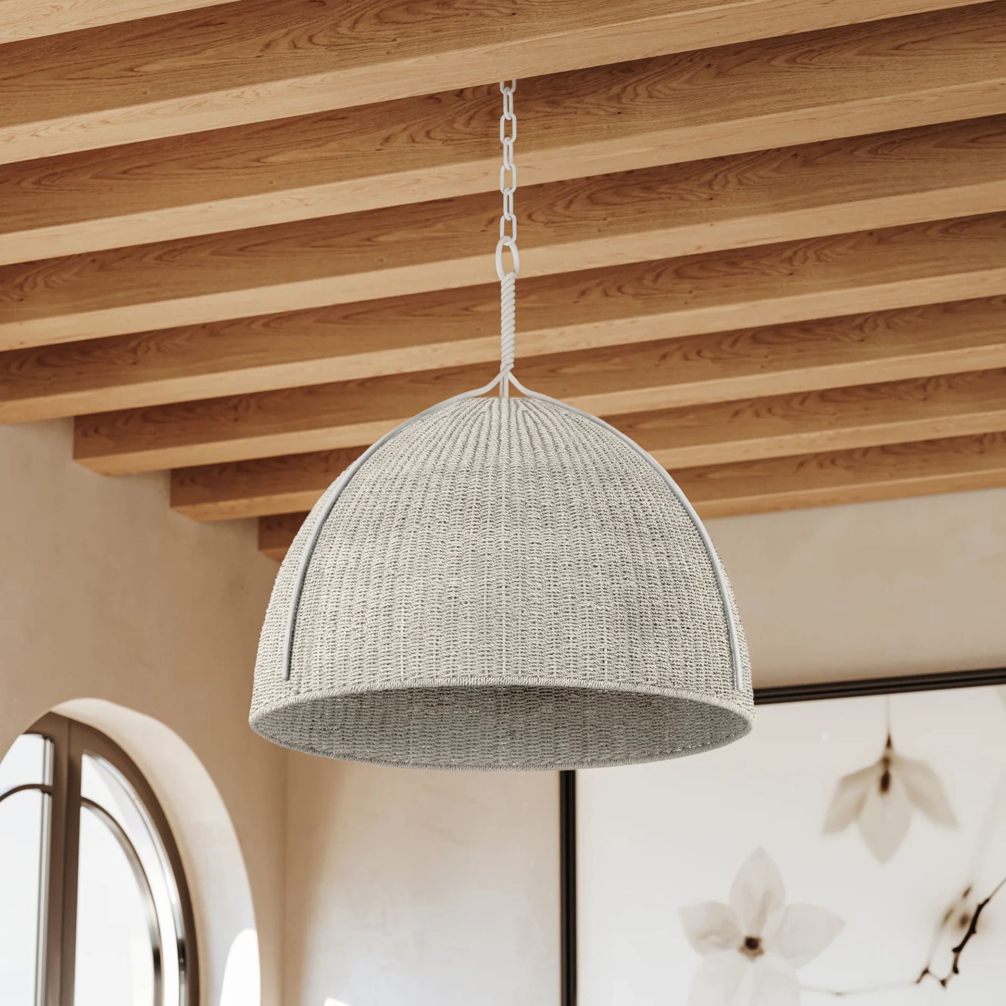 Woodlawn 28" Pendant, White Plaster Finish