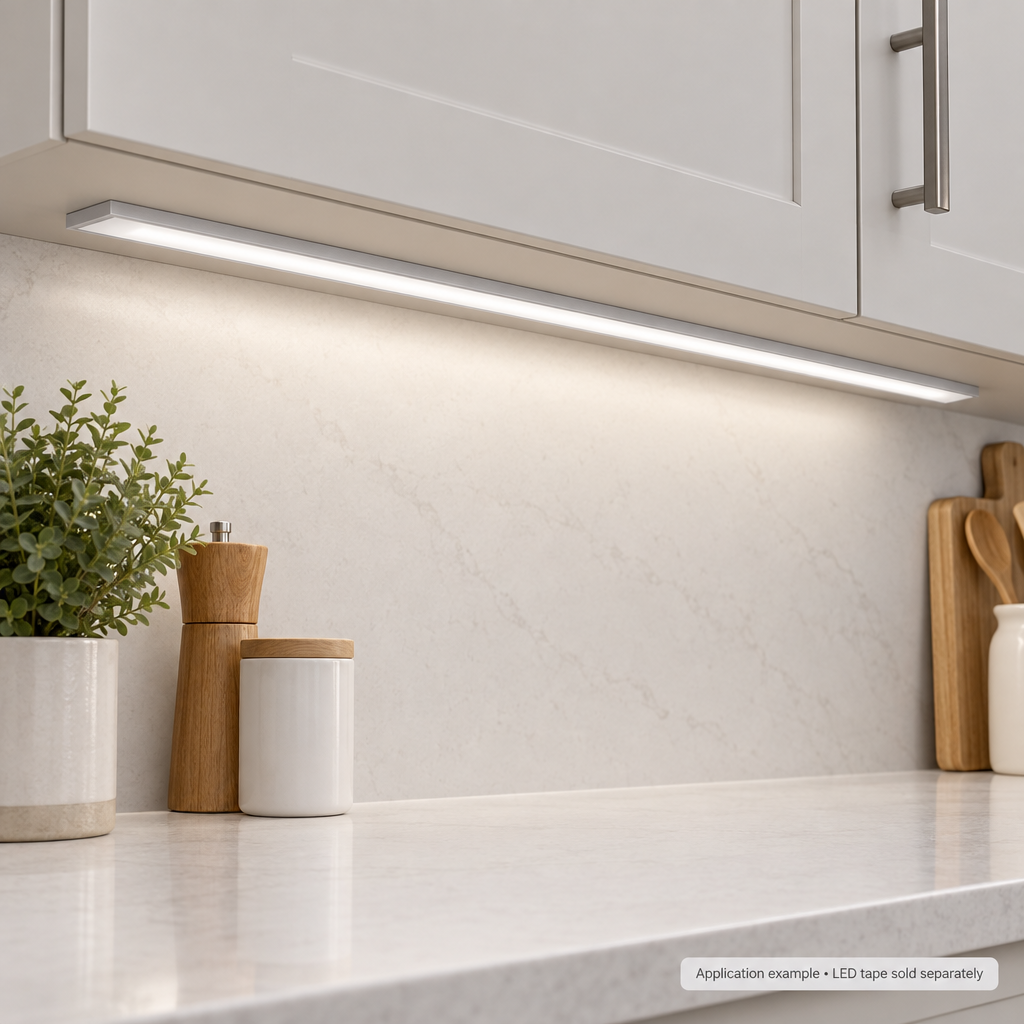 RAB TAP12 undercabinet application illustration with separately sold LED tape