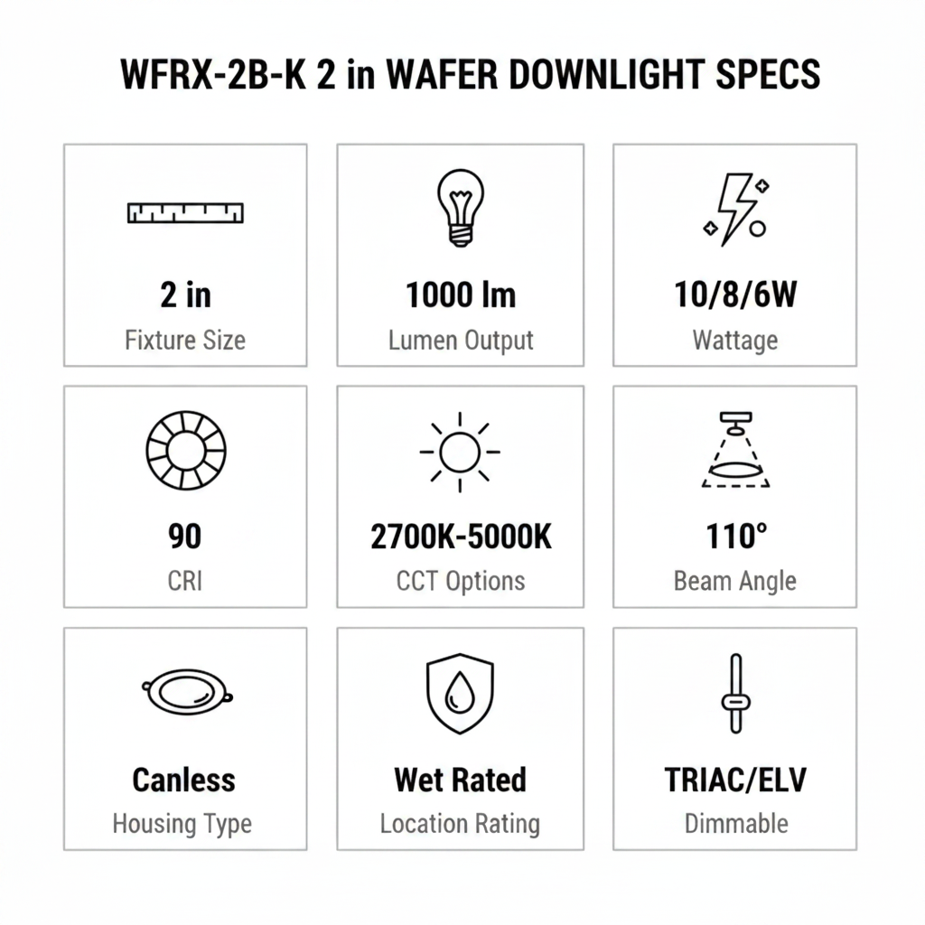 RAB WFRX-2B-K 2 in Black – Spec Infographic