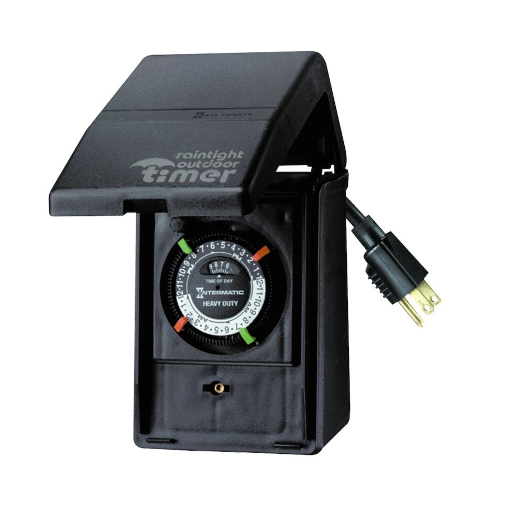 Heavy-Duty 24-Hour Outdoor Mechanical Plug-In Timer Switch, 15 Amp/1 HP, Black