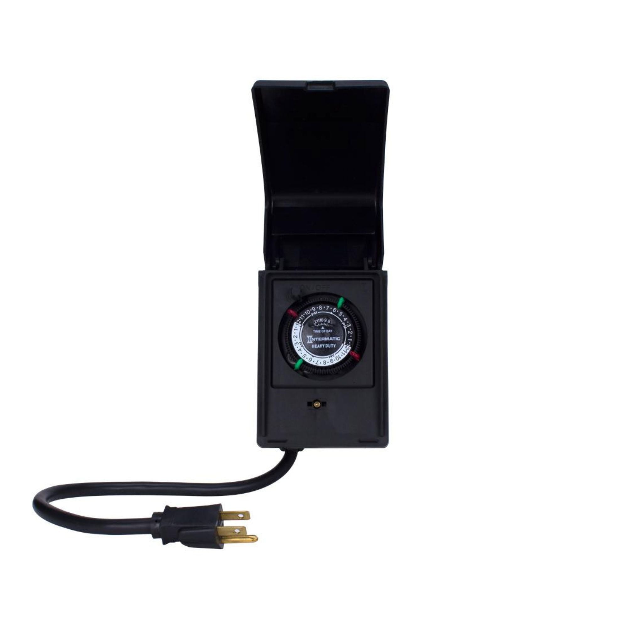 Heavy-Duty 24-Hour Outdoor Mechanical Plug-In Timer Switch, 15 Amp/1 HP, Black
