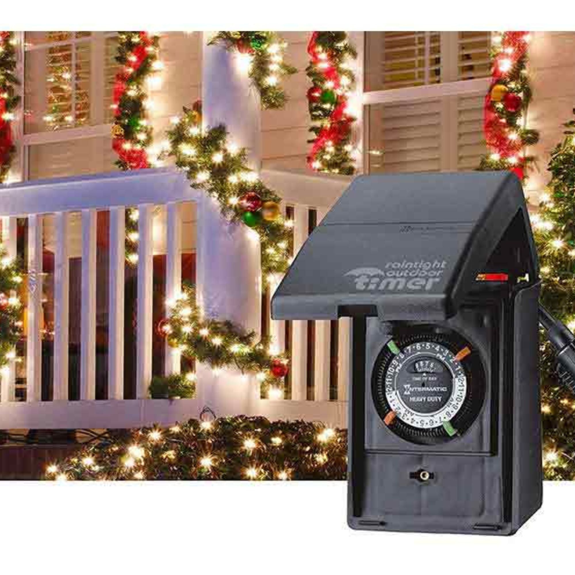 Heavy-Duty 24-Hour Outdoor Mechanical Plug-In Timer Switch, 15 Amp/1 HP, Black - Bees Lighting