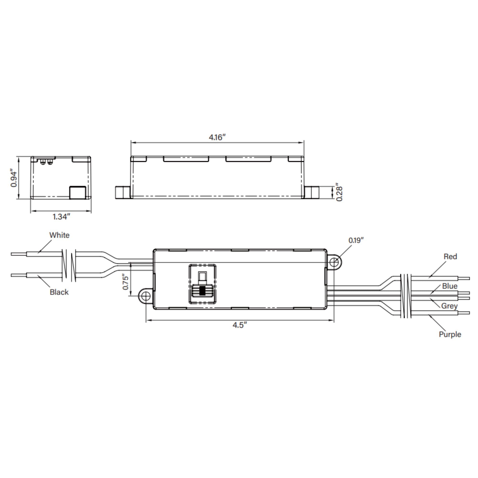 15 Watts LED Driver, Selectable Current 200-300mA, 0-10V Dimming, 120-277V