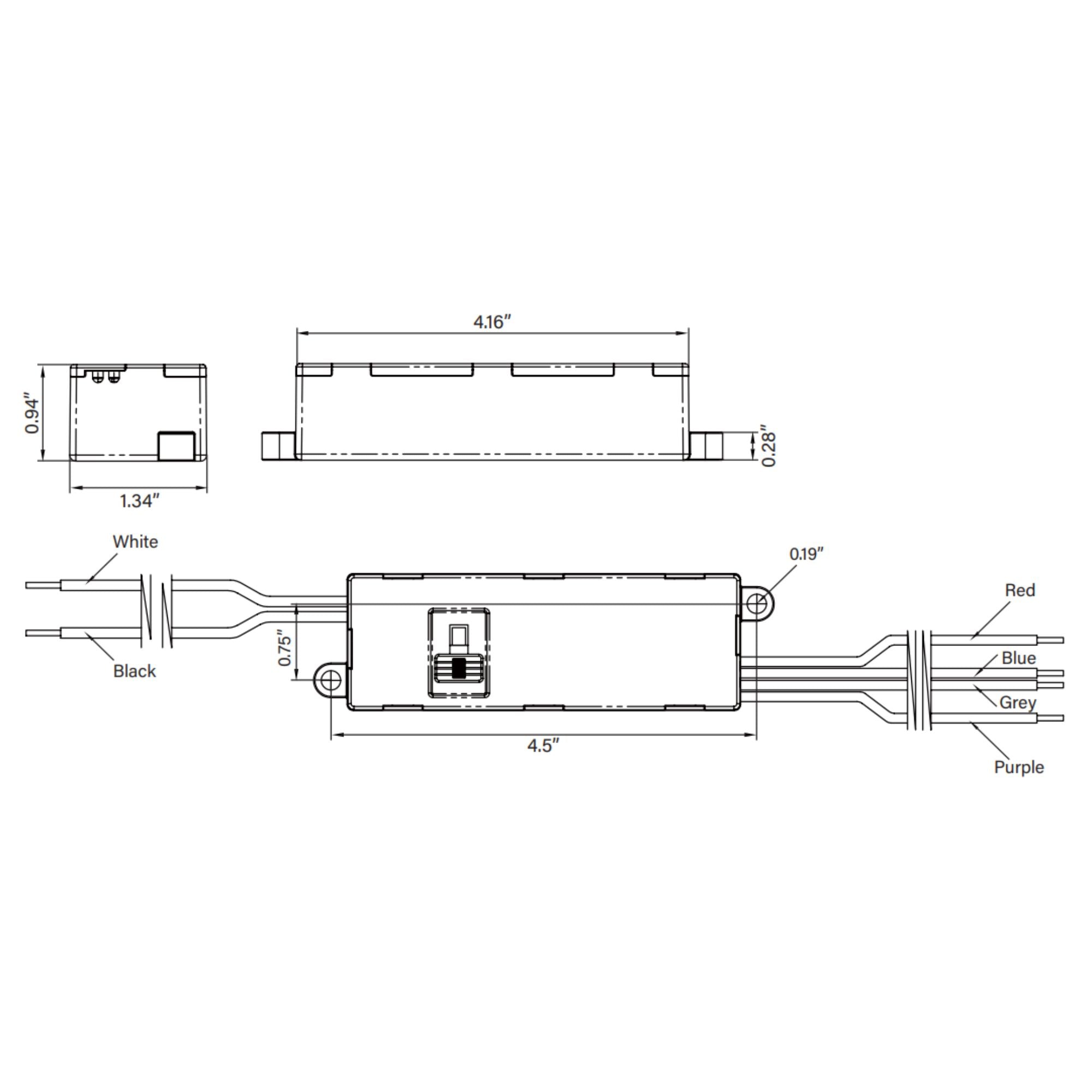 15 Watts LED Driver, Selectable Current 260-350mA, 0-10V Dimming, 120-277V