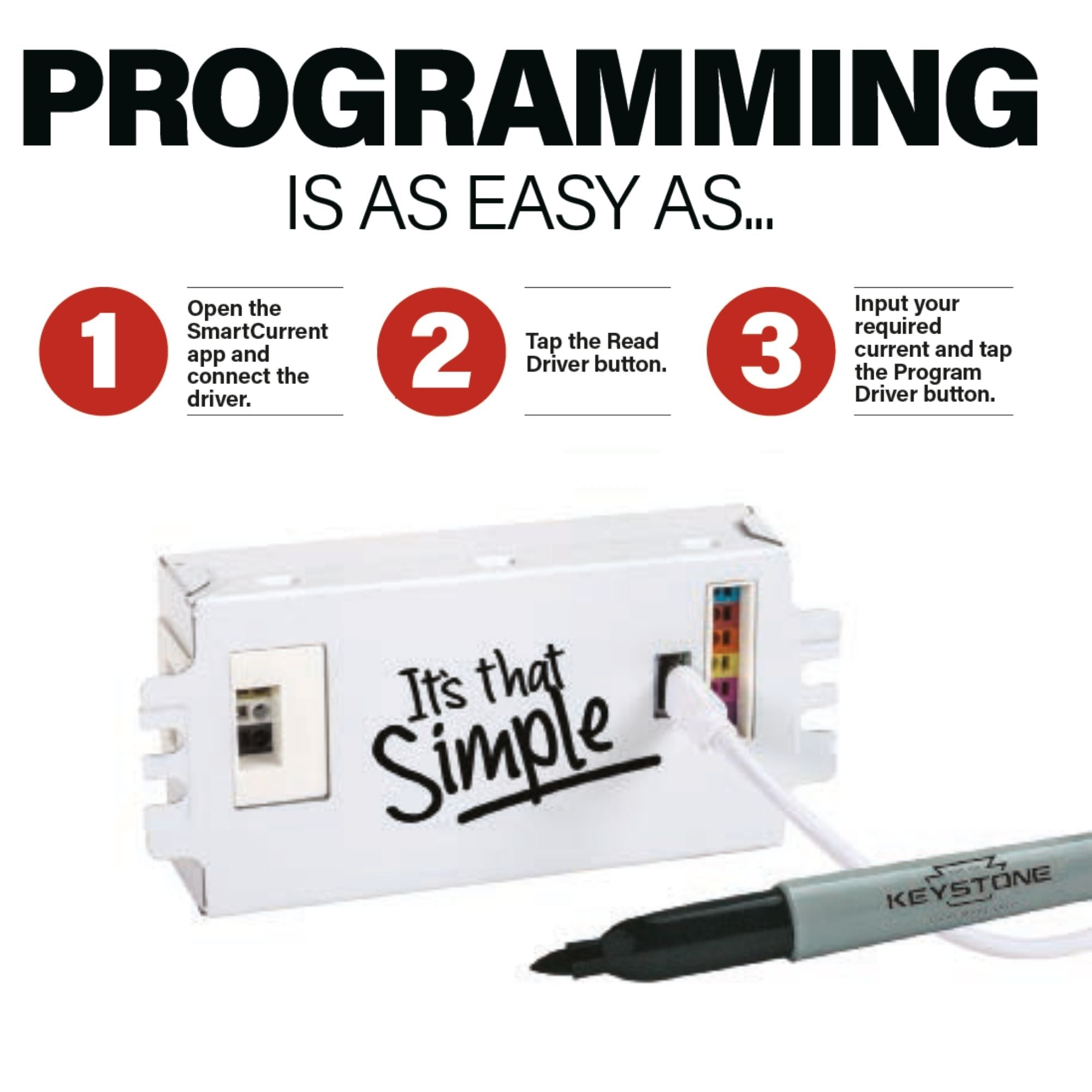 Keystone Technologies - Programmable Constant Current LED Driver, 40W, 470-1400mA, 0-10V Dimming, 120-277V | Bees Lighting