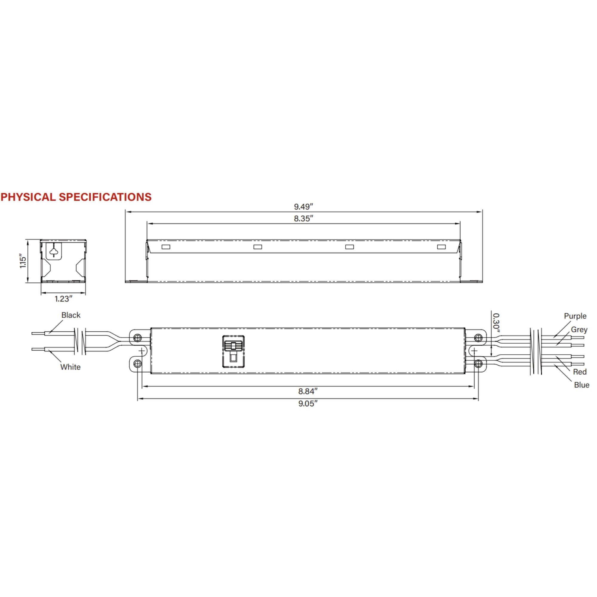 45 Watts LED Driver, Selectable Current 900-1100mA, 0-10V Dimming, 120-277V