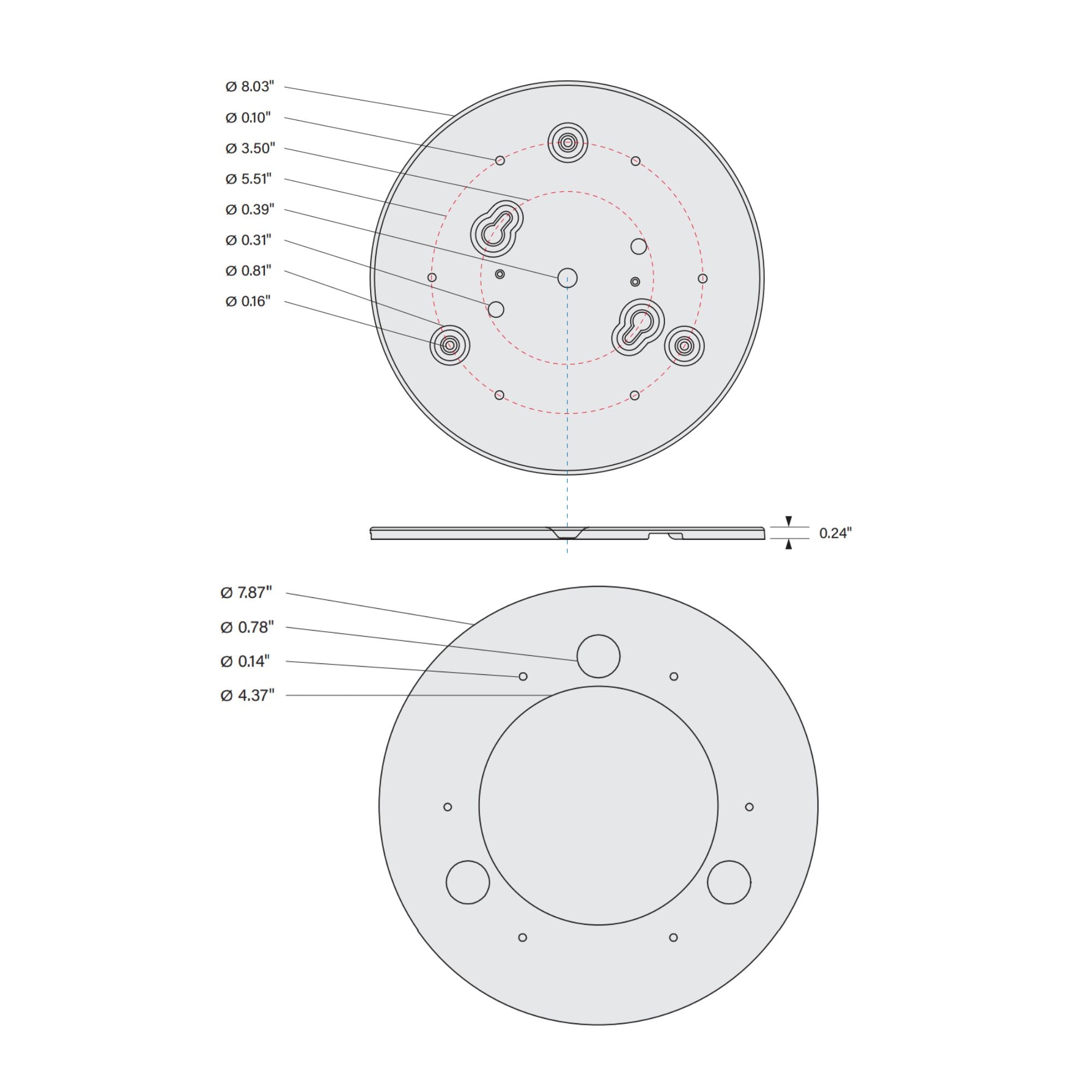8" Round Flush Mount LED Retrofit Kit, 3200lm, Selectable CCT, 120-277V