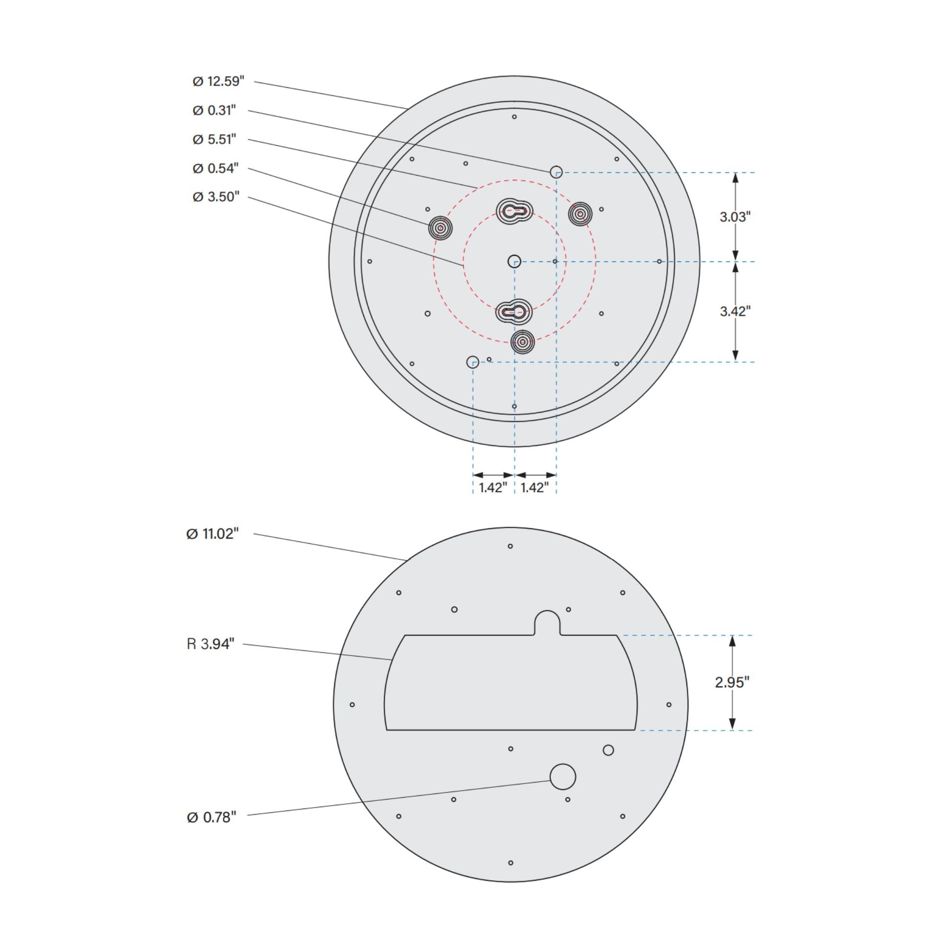 13" Round Flush Mount LED Retrofit Kit, 4200lm, Selectable CCT, 120-277V - Bees Lighting
