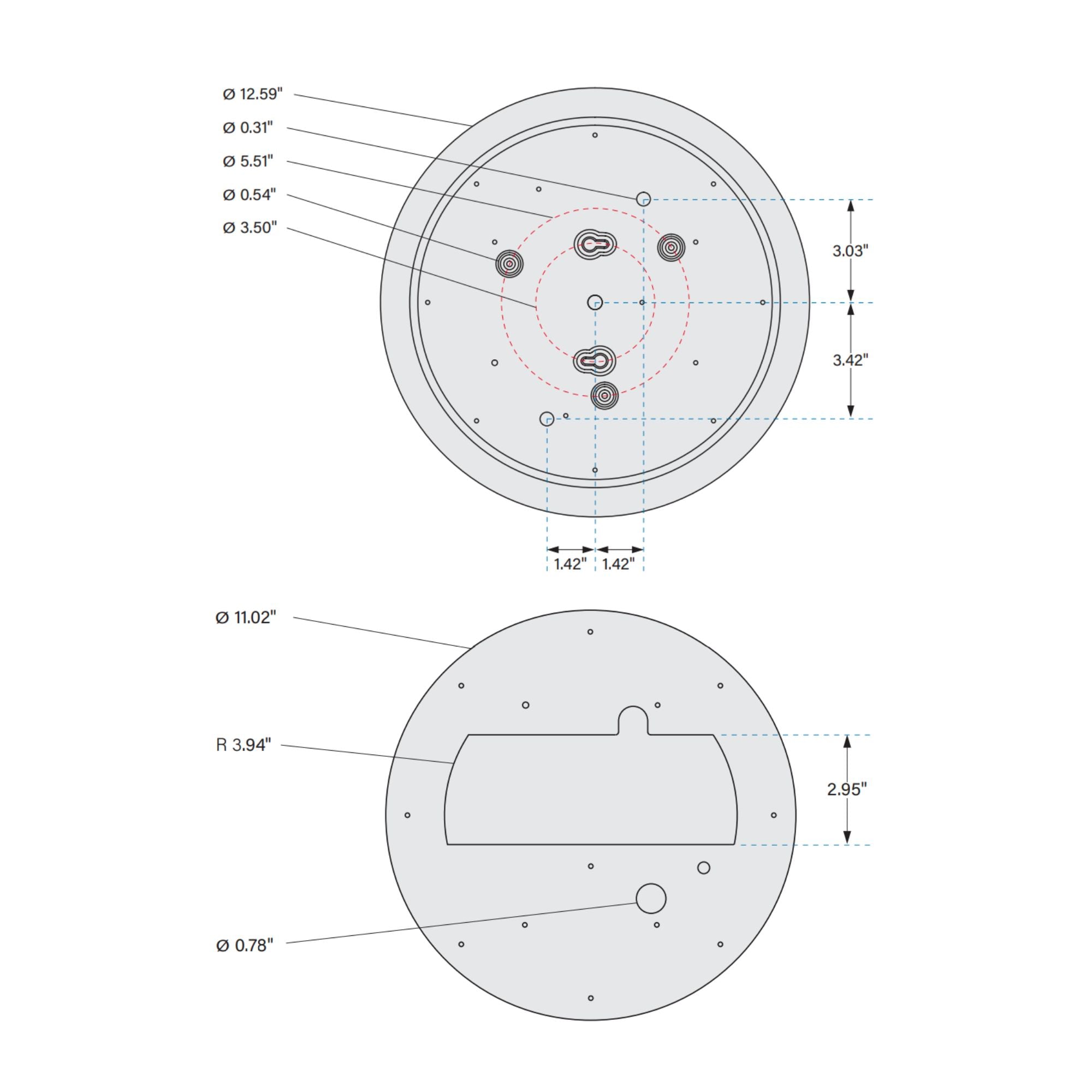 13" Round Flush Mount LED Retrofit Kit, 4200lm, Selectable CCT, 120-277V