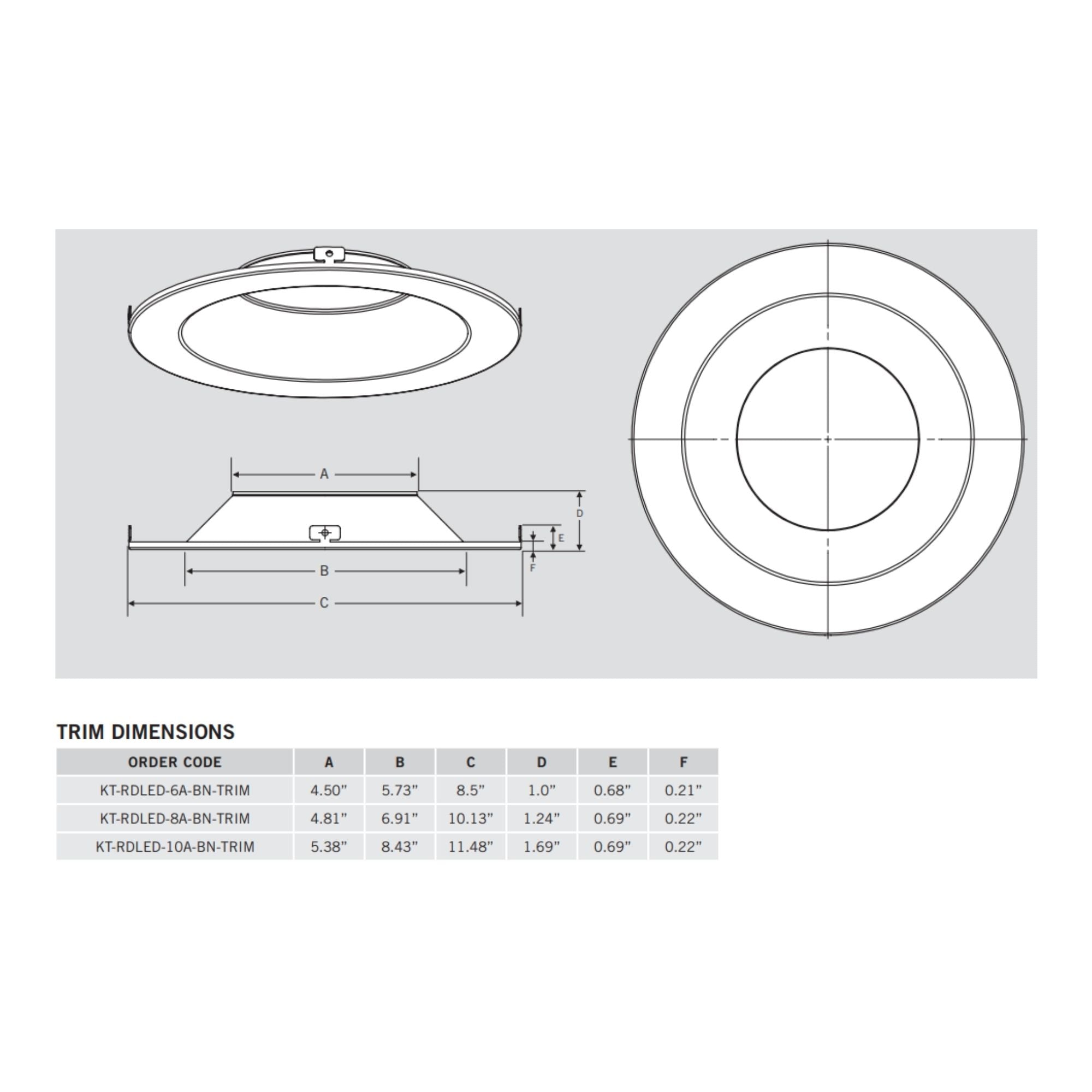 Keystone KT-RDLED 6" Round Interchangeable Trim, Brushed Nickel Finish