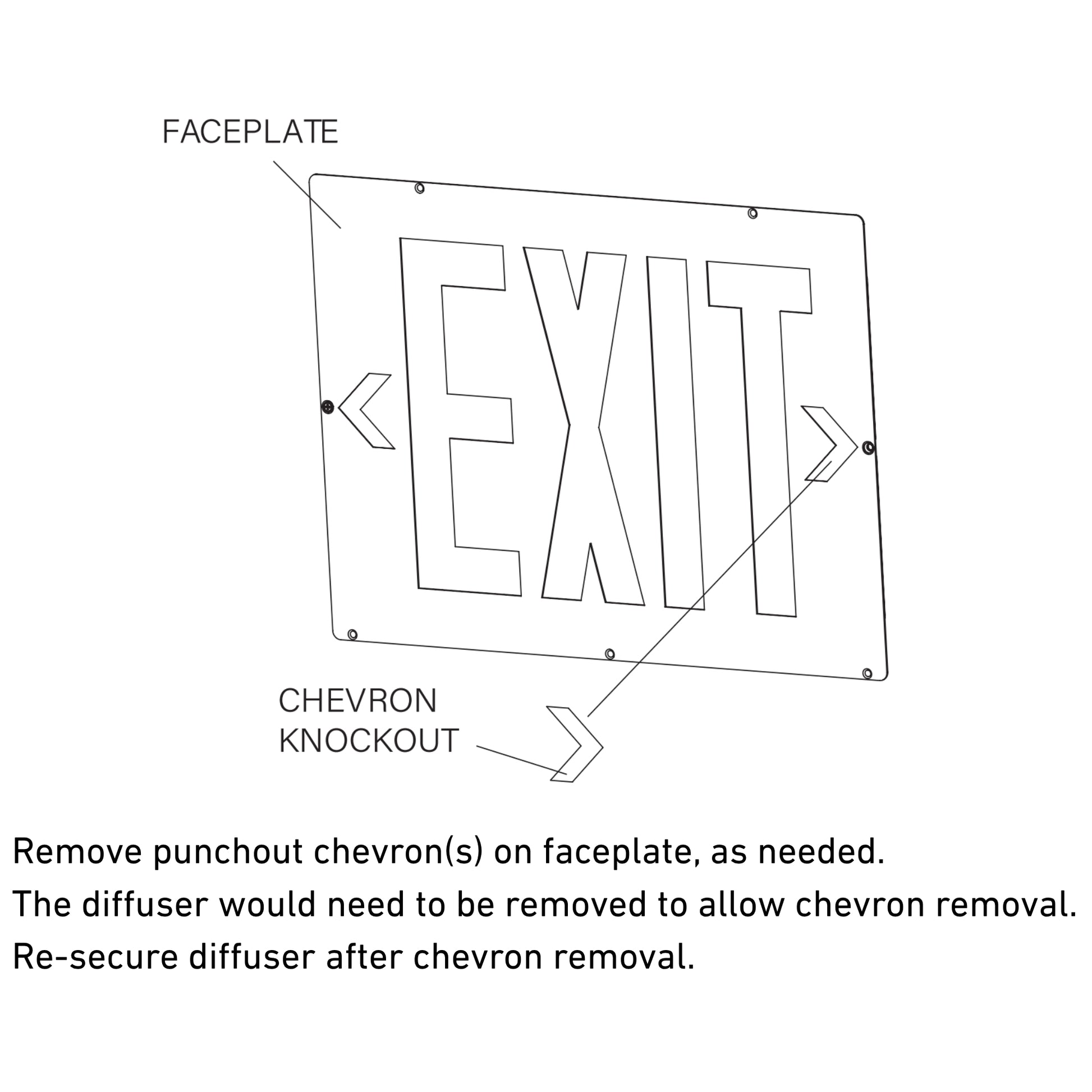 LED Combo Exit Sign, Single/Double Face, Red Letters, White, High Lumens Output - Bees Lighting