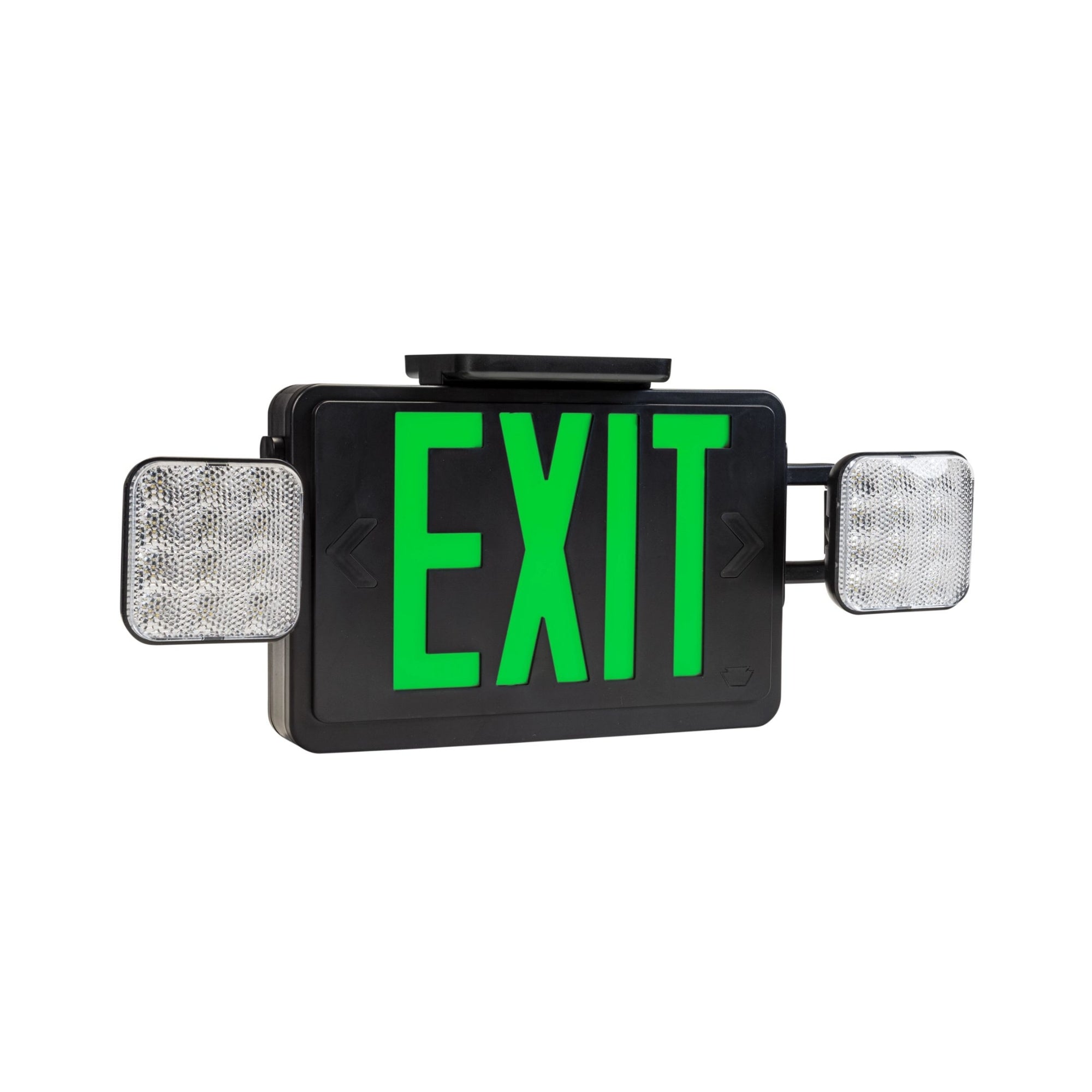 LED Combo Exit Sign, Single/Double Face, Red/Green Letters, Black, Remote Capable - Bees Lighting