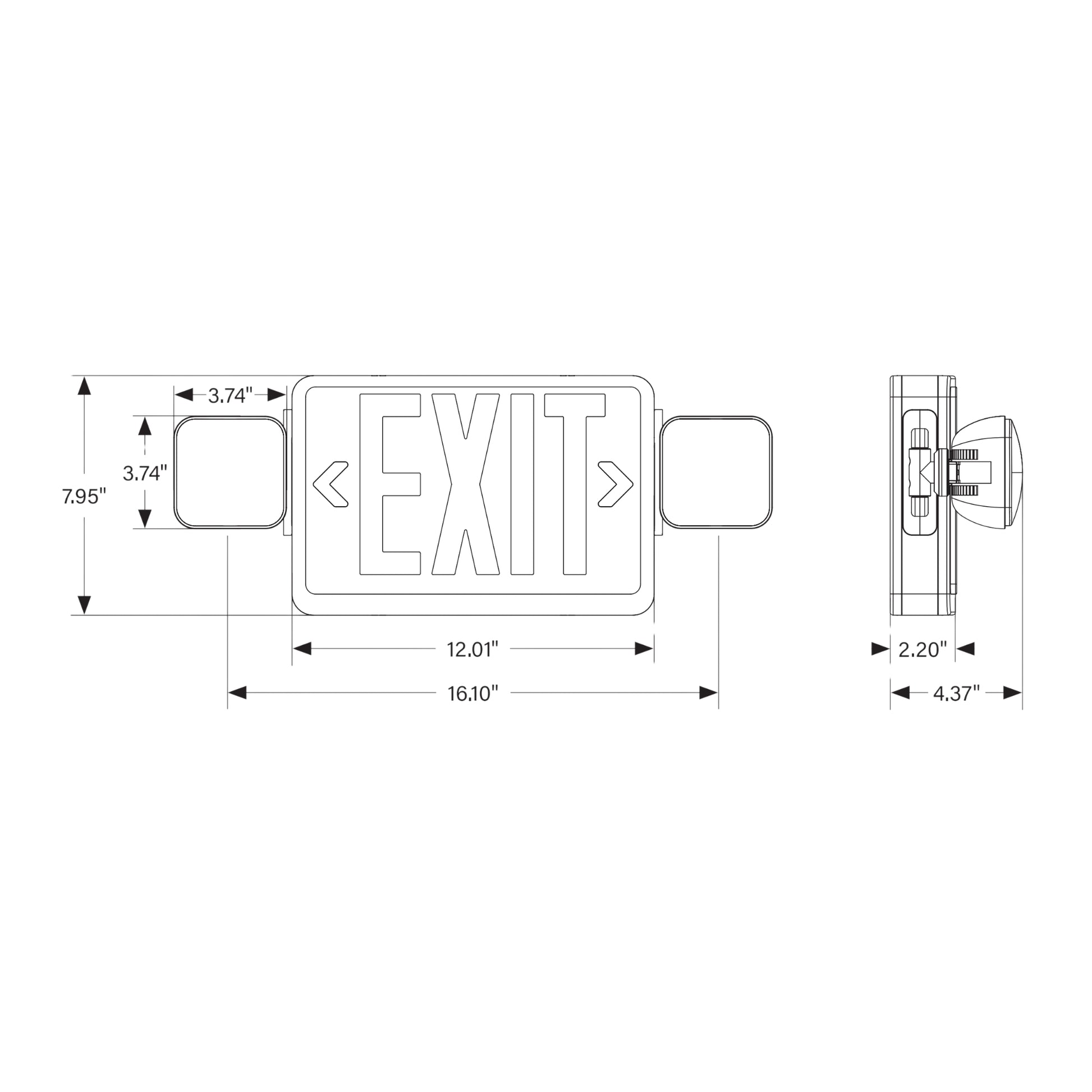 LED Combo Exit Sign, Single/Double Face, Red/Green Letters, Black, Remote Capable - Bees Lighting