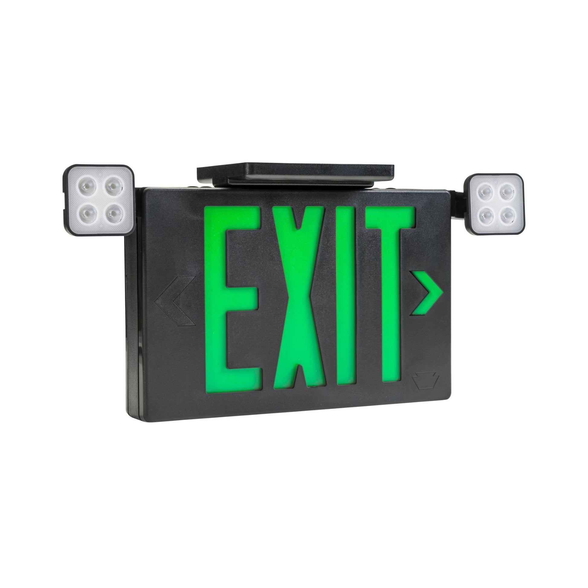 LED Combo Exit Sign, Single/Double Face, Red/Green Letters, Black, Remote Capable - Bees Lighting