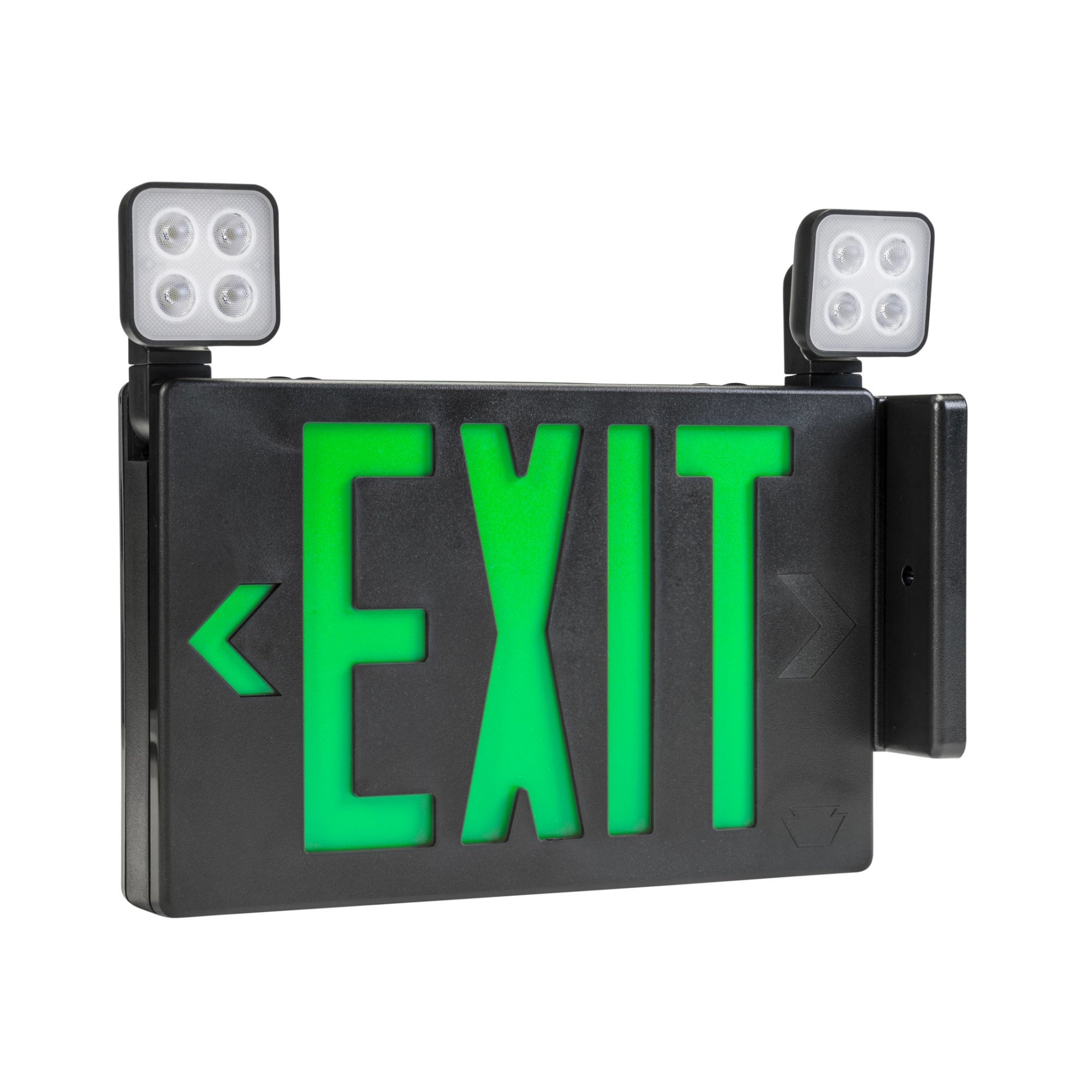 LED Combo Exit Sign, Single/Double Face, Red/Green Letters, Black, Remote Capable - Bees Lighting