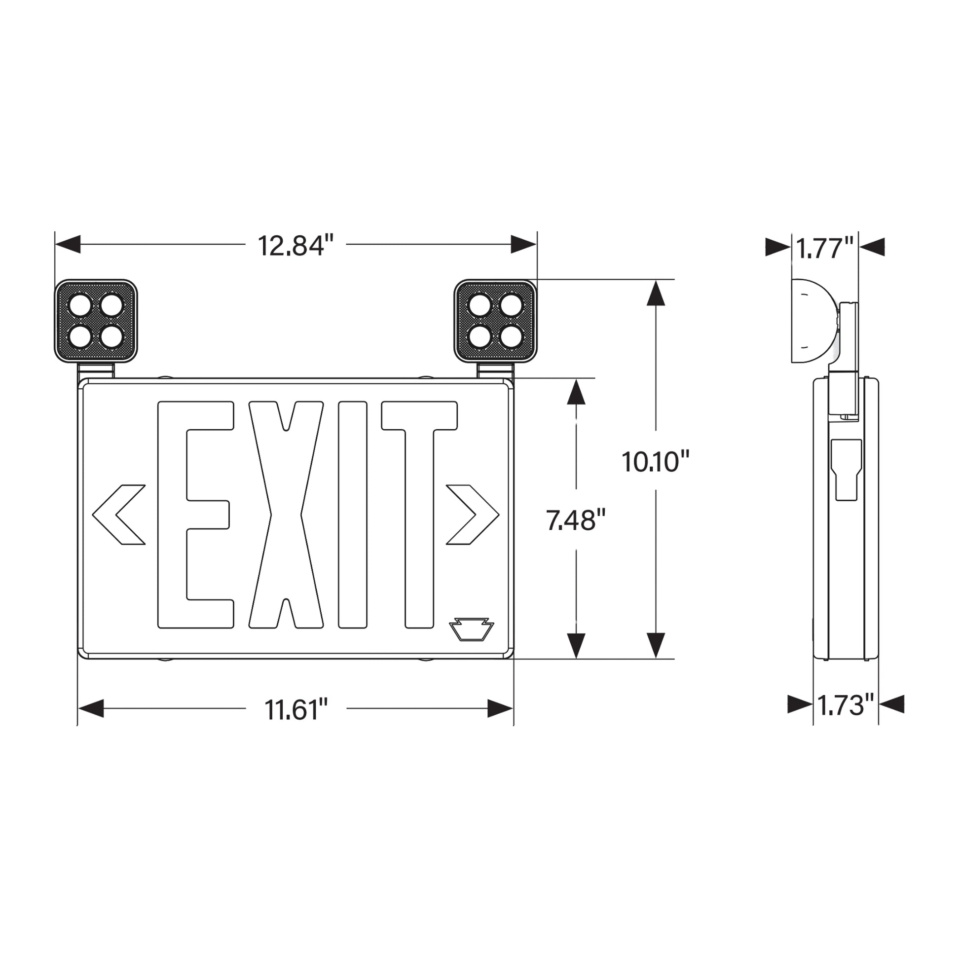 LED Combo Exit Sign, Single/Double Face, Red/Green Letters, Black - Bees Lighting