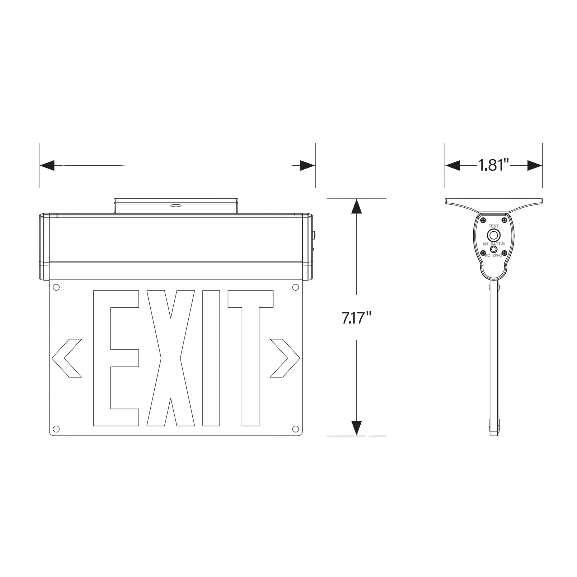 Edge Lit LED Exit Sign, Single/Double Face, Green Letters, White - Bees Lighting