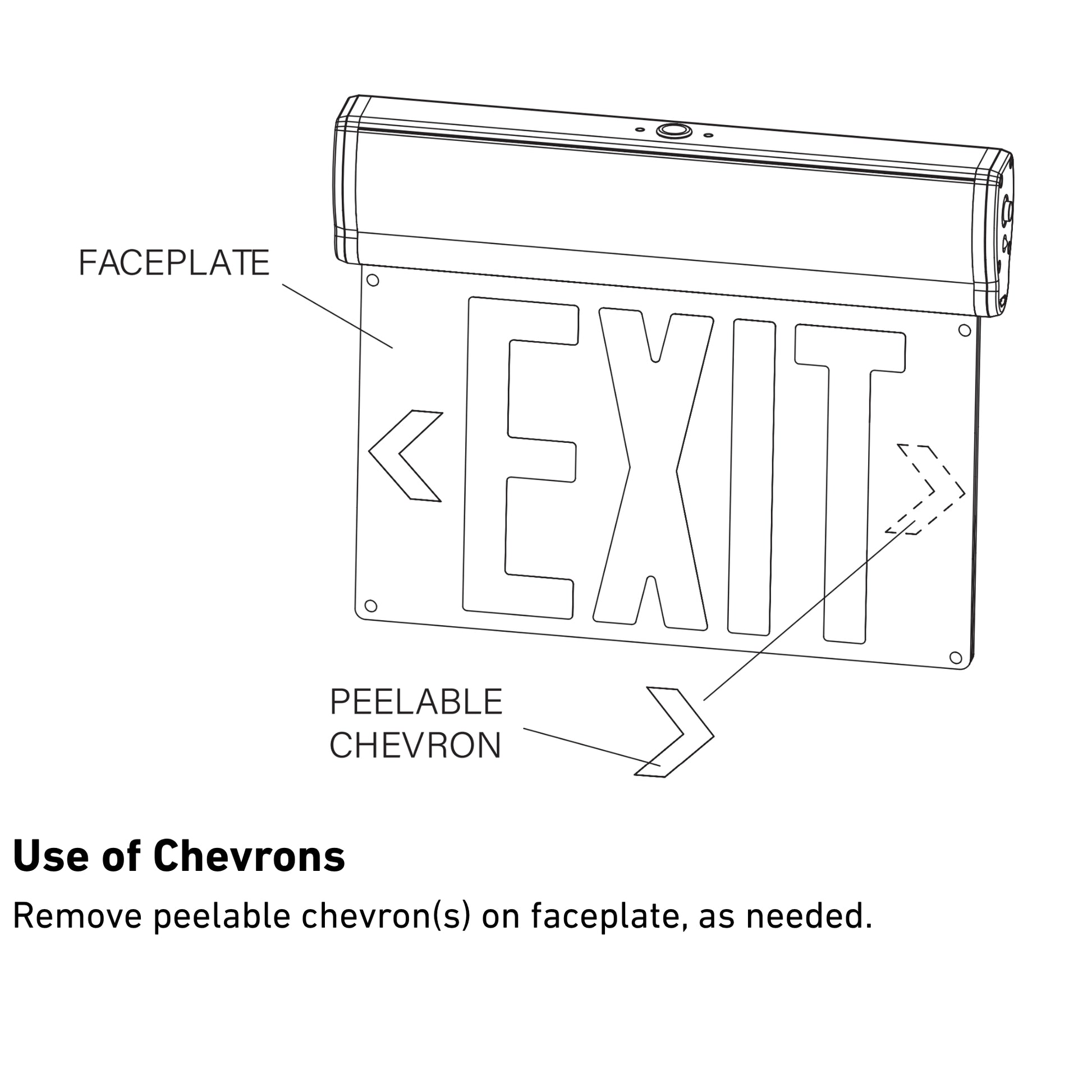 Edge Lit LED Exit Sign, Single/Double Face, Green Letters, White, Recessed Mount - Bees Lighting