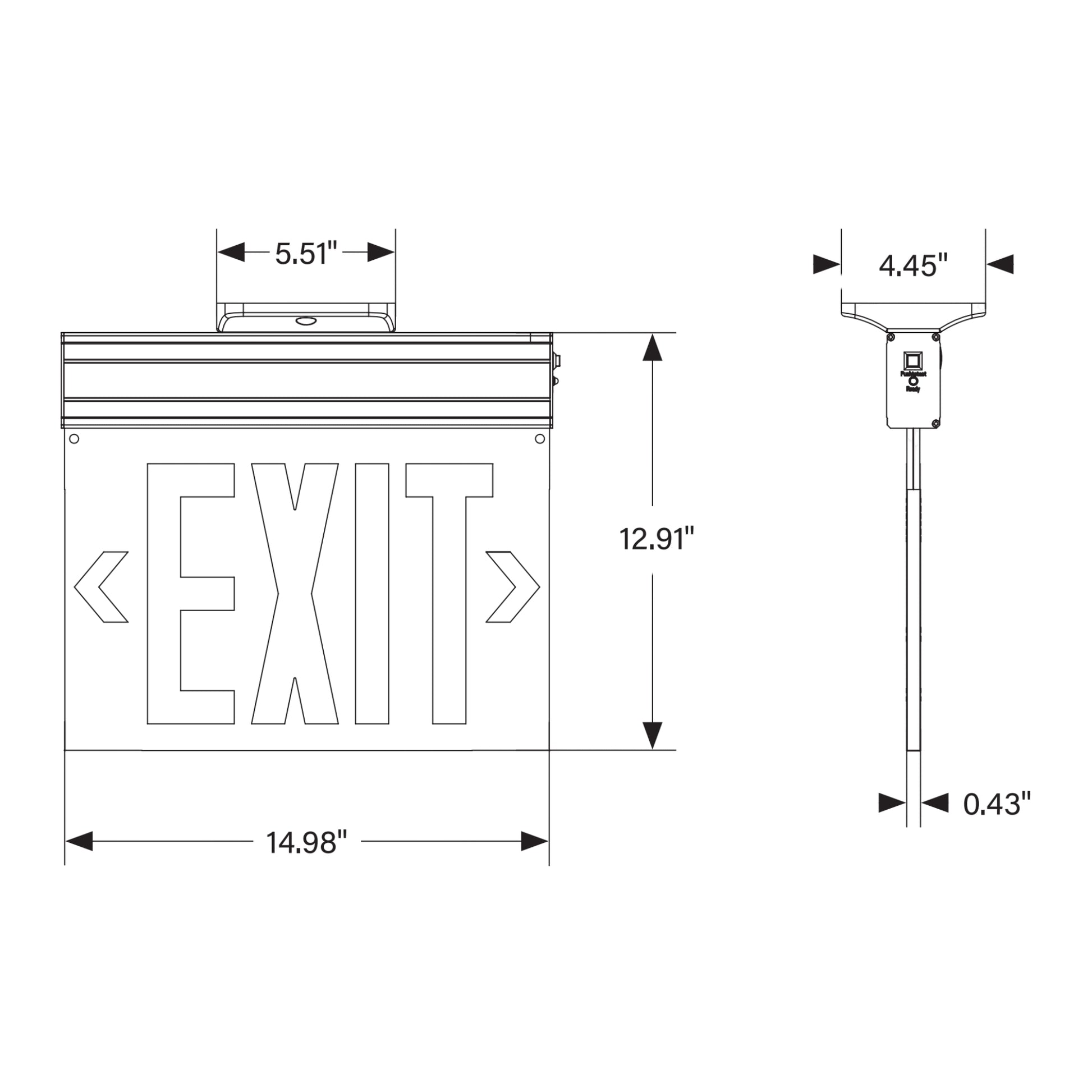 Edge Lit LED Exit Sign, Single/Double Face, Red Letters, White - Bees Lighting