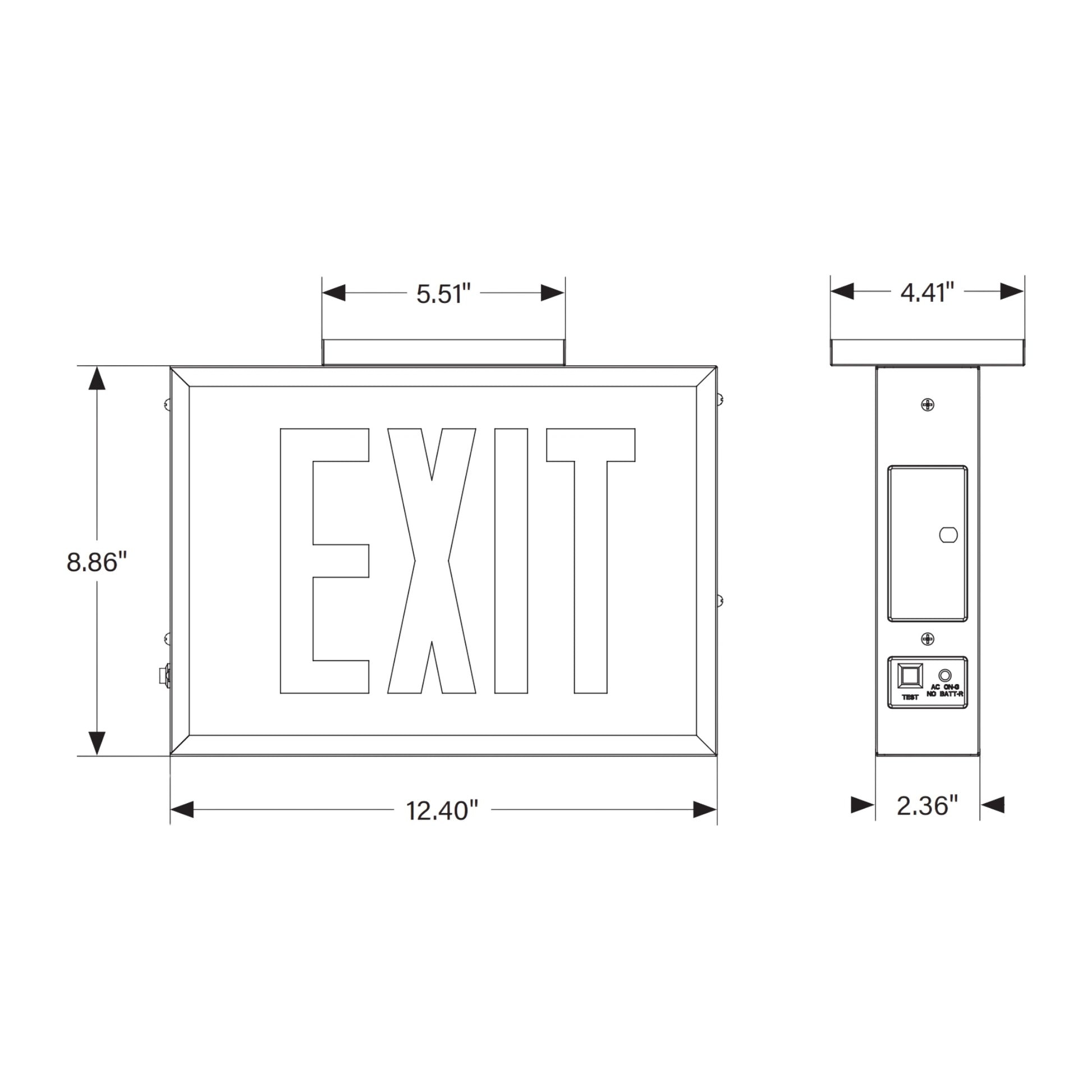 LED Exit Sign, Single Face, Red Letters, White - Bees Lighting