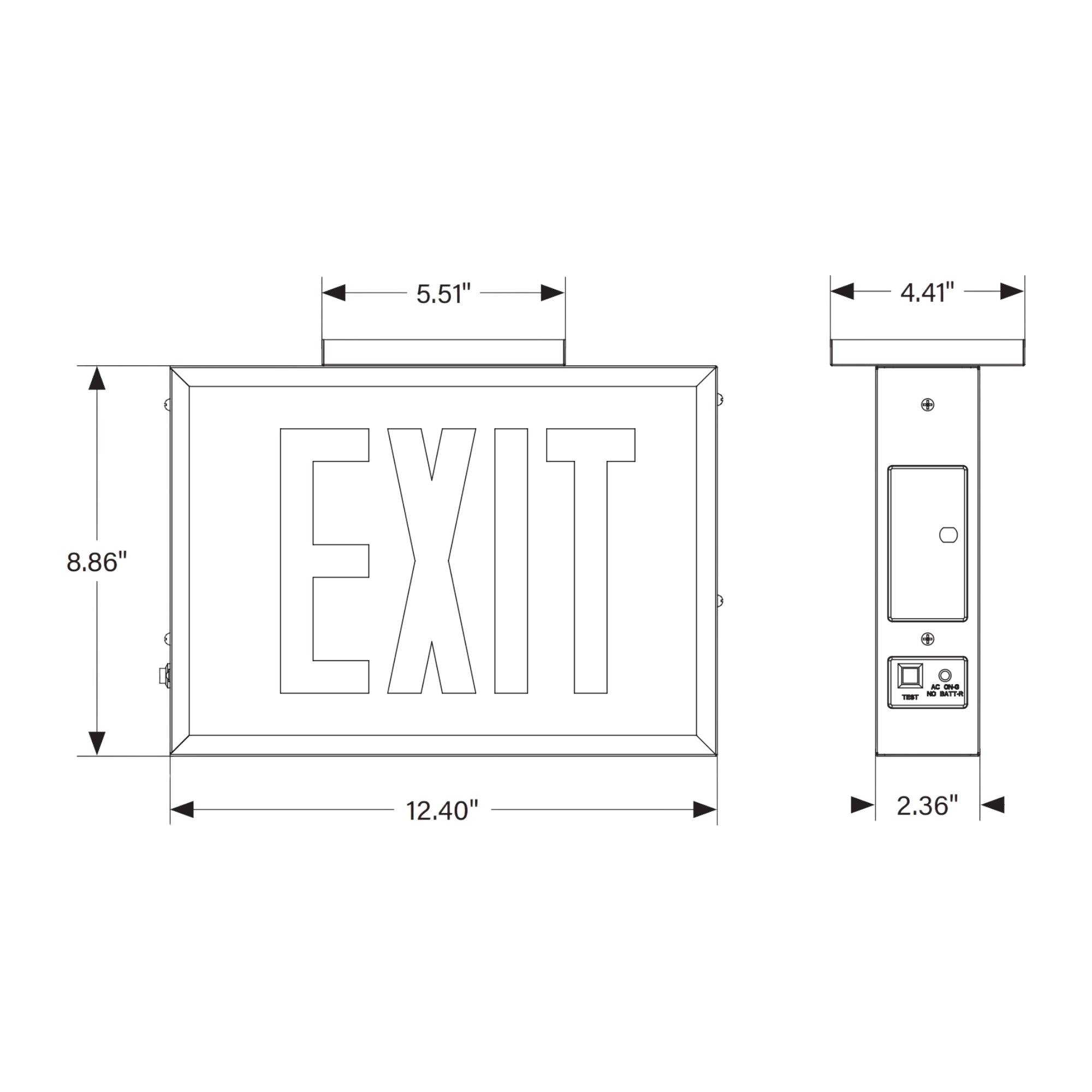 LED Exit Sign, Single Face, Red Letters, White - Bees Lighting