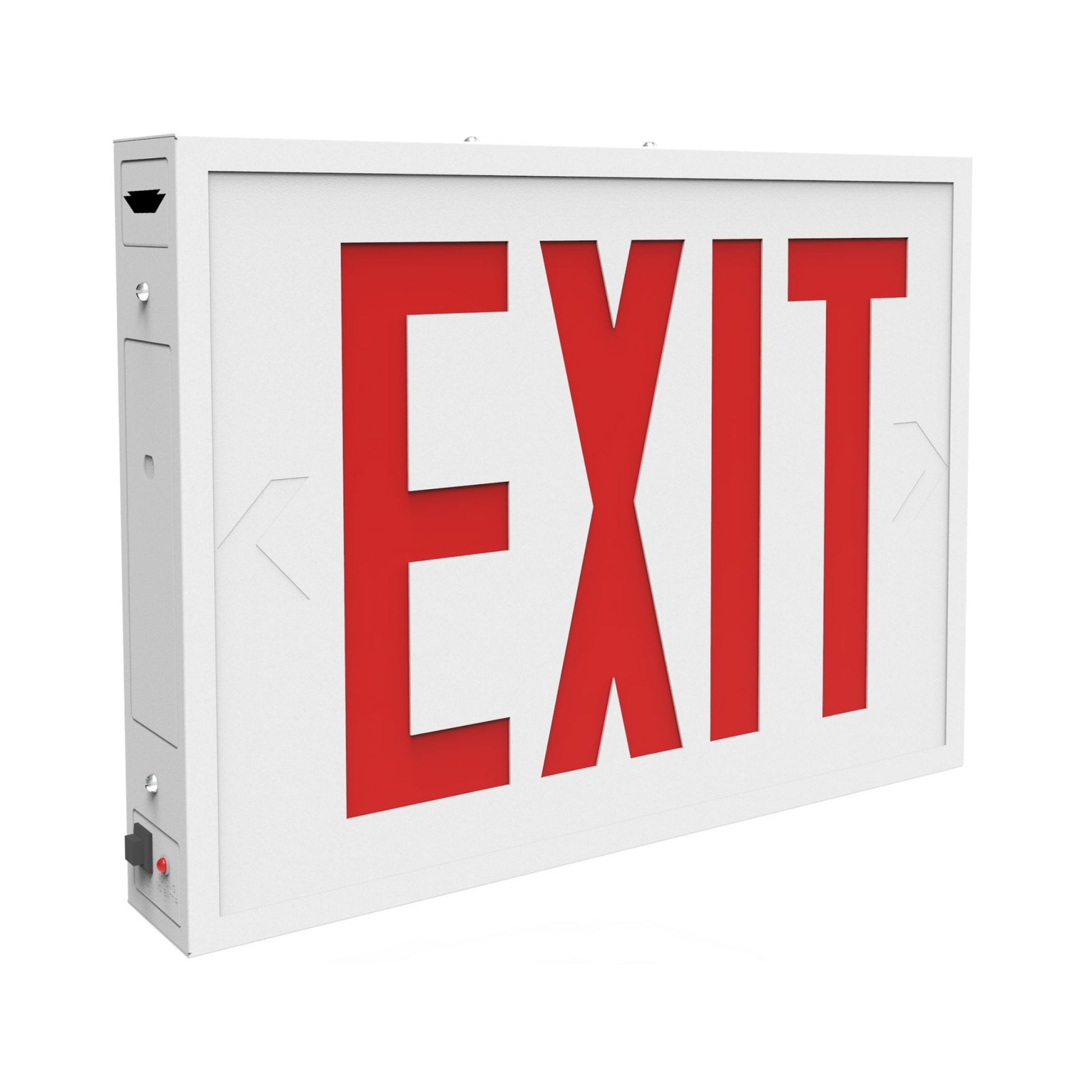 LED Exit Sign, Single Face, Red Letters, White - Bees Lighting