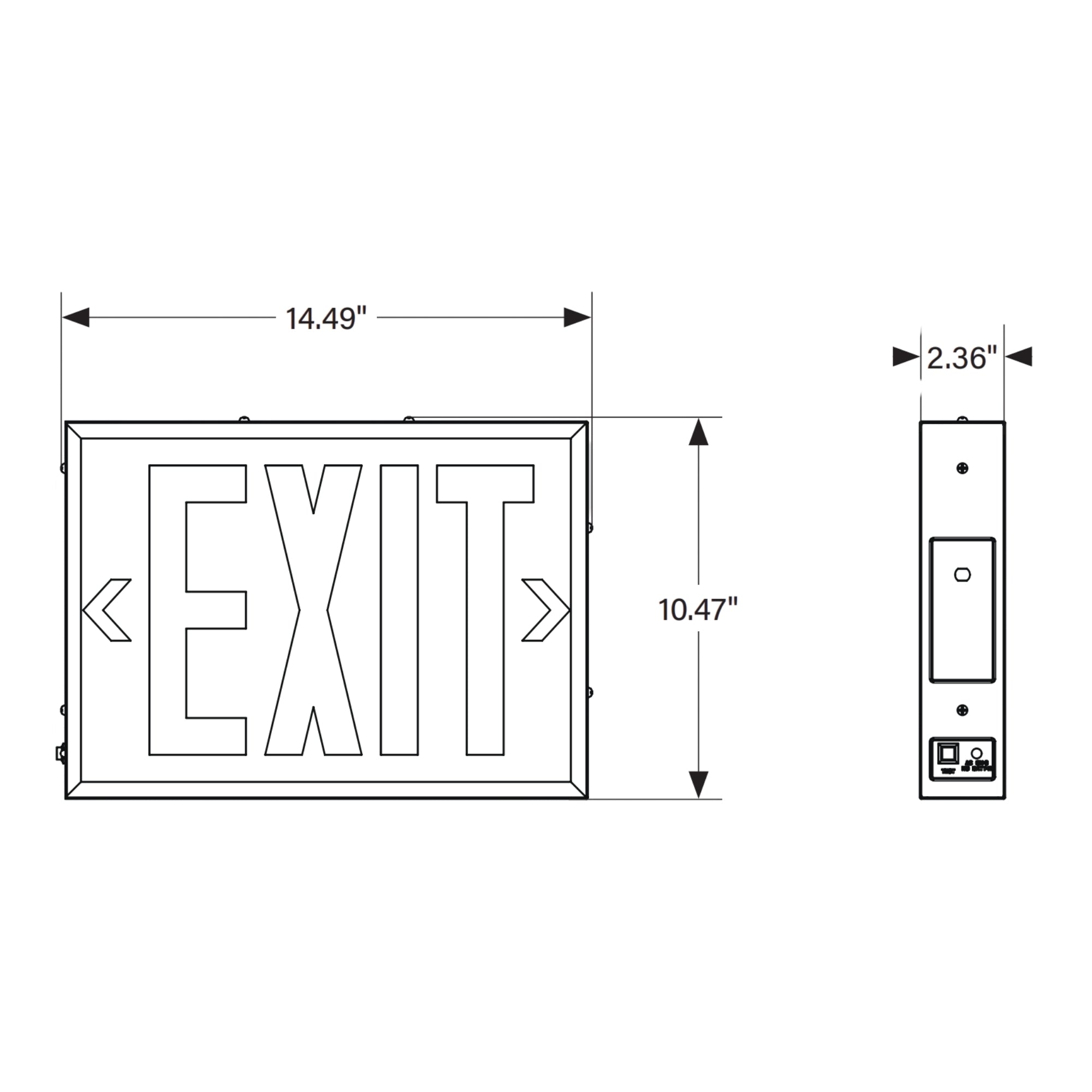 LED Exit Sign, Single Face, Red Letters, White - Bees Lighting