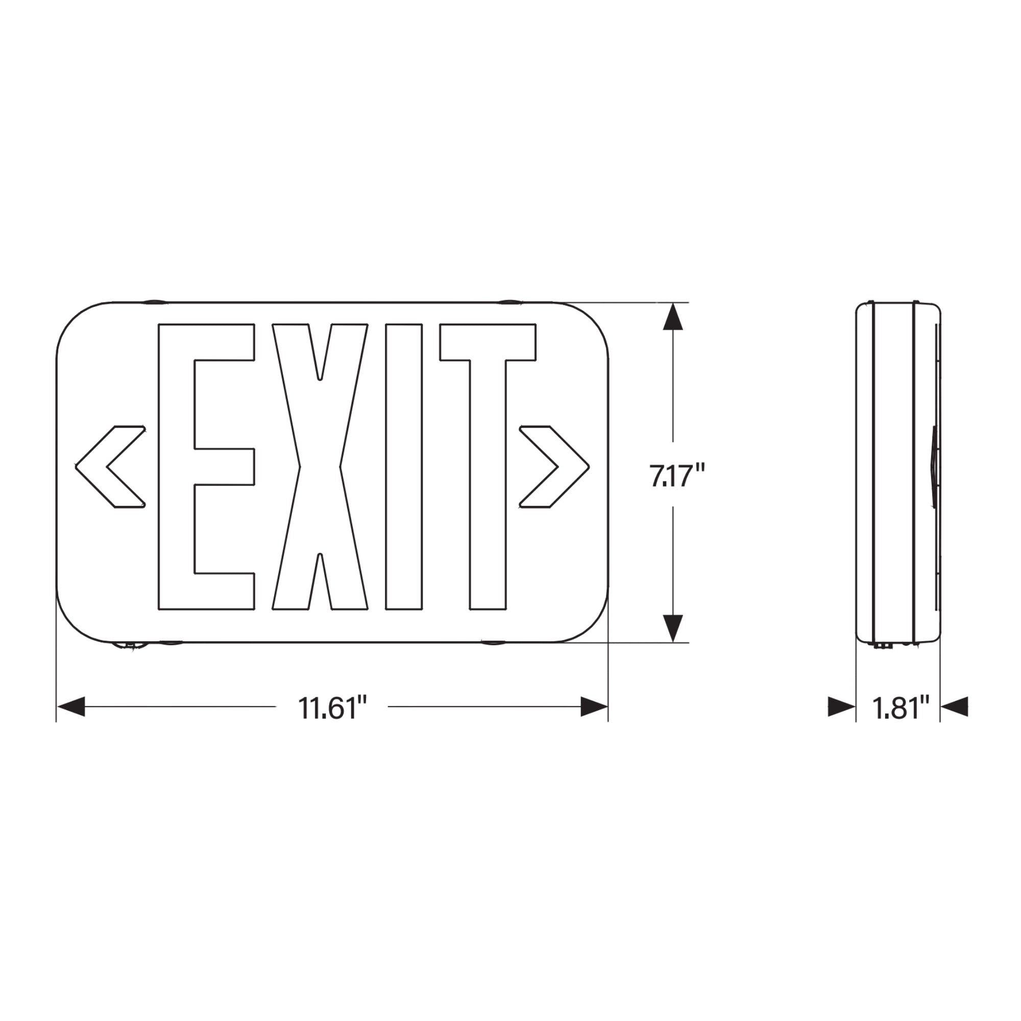 LED Exit Sign, Single/Double Face, Red/Green Letters, Black - Bees Lighting