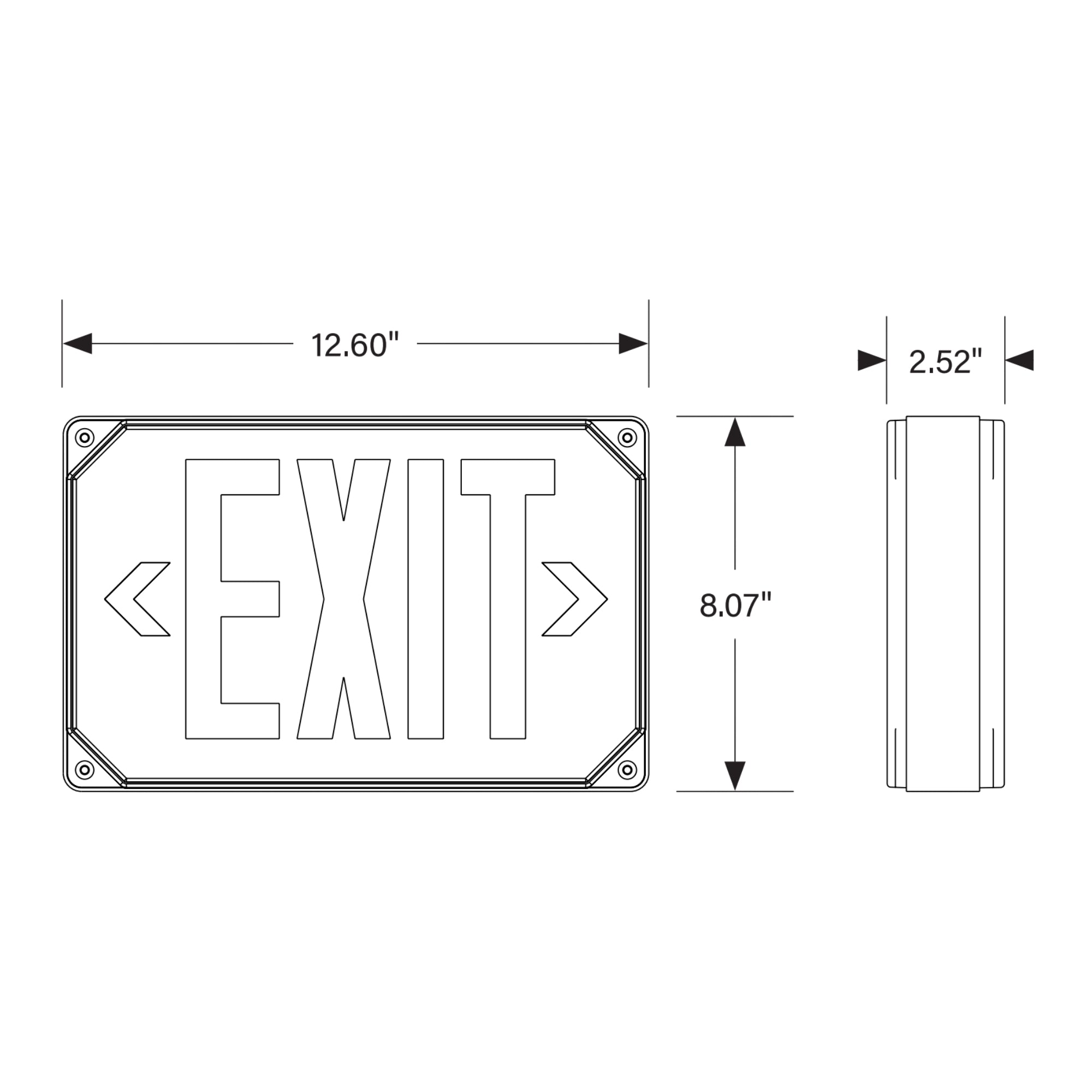 LED Exit Sign, Single/Double Face, Red Letters, White, Wet Rated - Bees Lighting