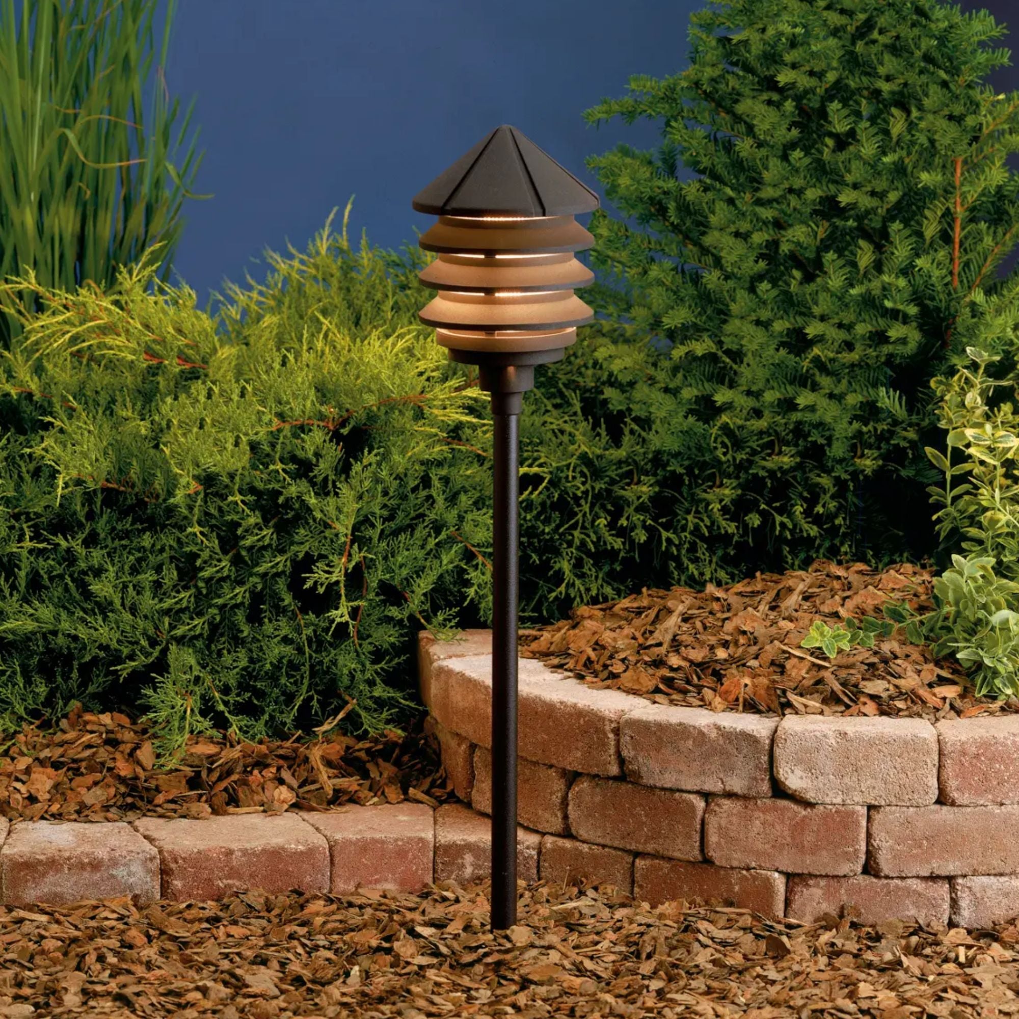 Kichler Six Groove 9.5" Louvered Path Light in Textured Architectural Bronze