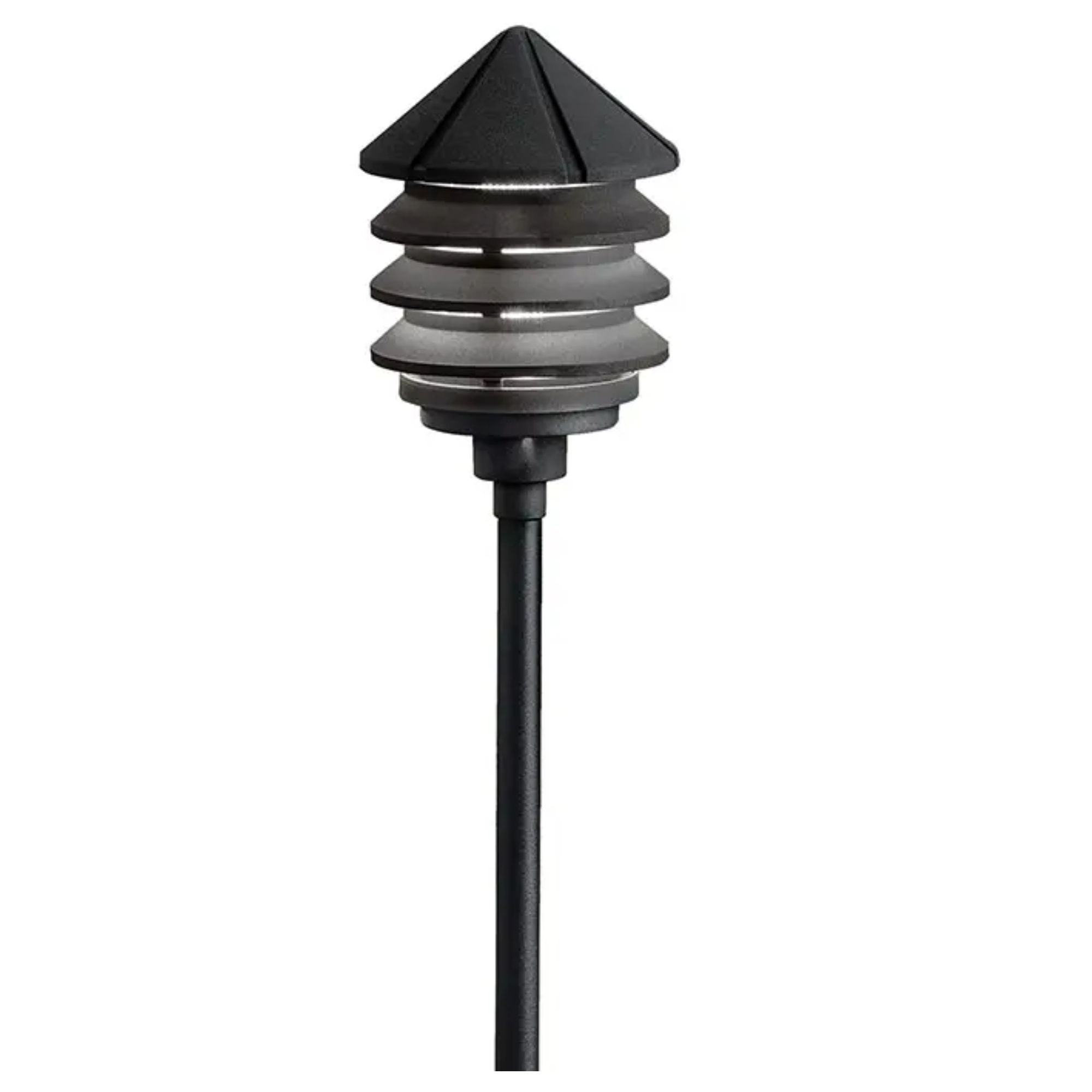 Kichler Six Groove 120V Three Tier Path Light in Textured Black