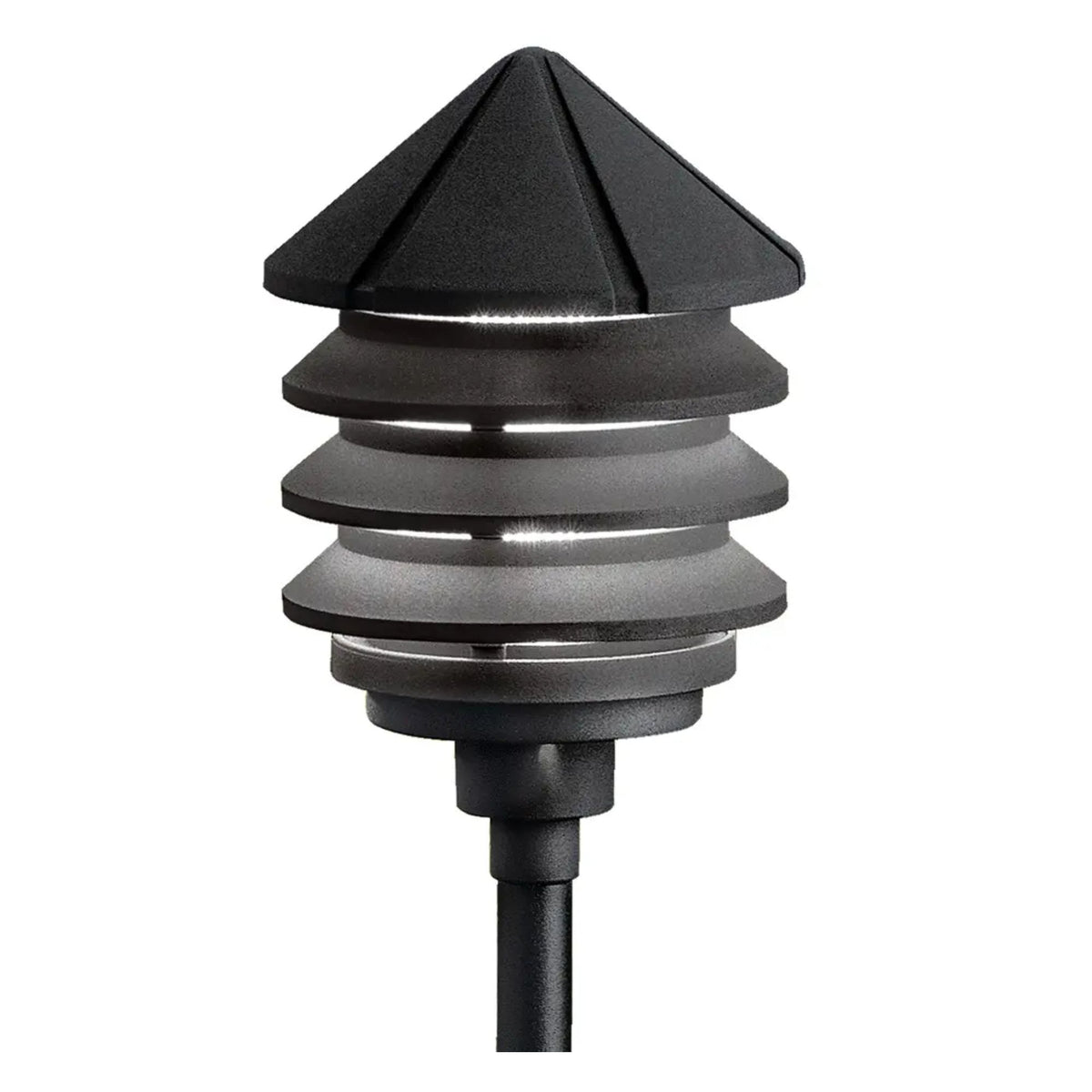 Kichler Six Groove 120V Three Tier Path Light in Textured Black