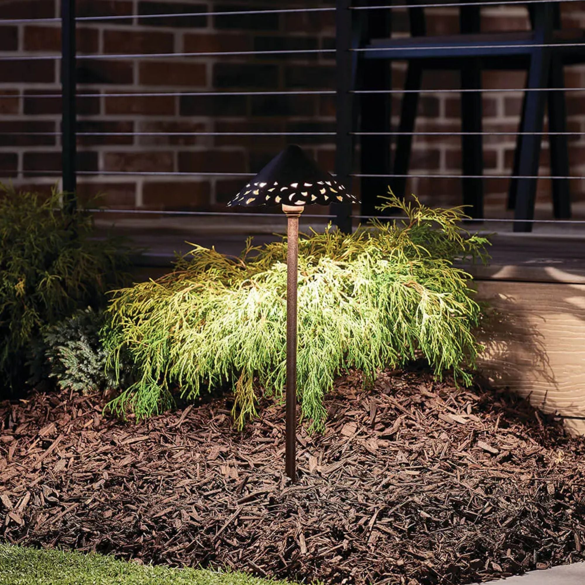 Kichler Lace 22" Decorative Hammered Roof Path Light in Textured Tannery Bronze