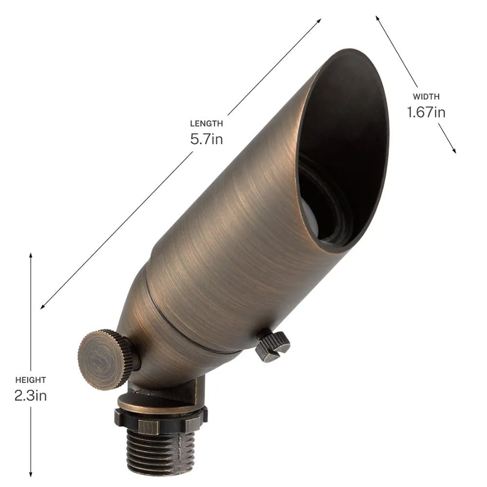 Long Cowl Mini Accent Spot Light, Centennial Brass