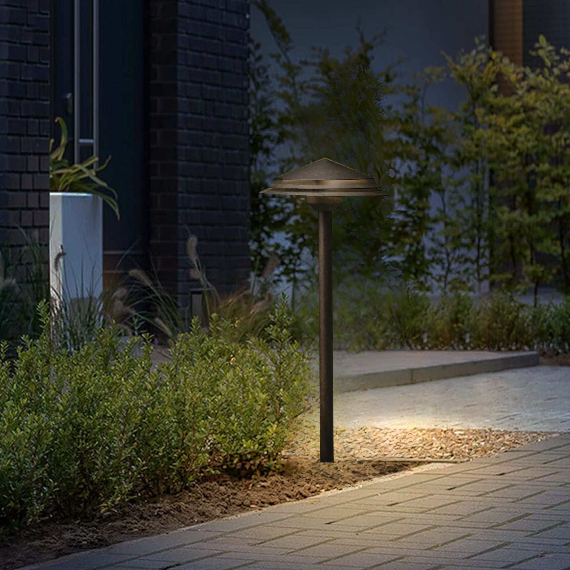 Kichler Round Tiered 21" 2700K LED Integrated Path Light in Aged Bronze