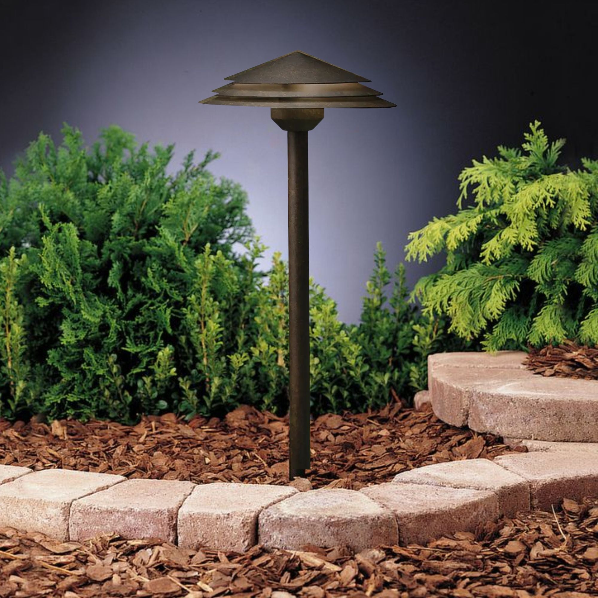 Kichler Round Tiered 21" 3000K LED Integrated Path Light in Aged Bronze