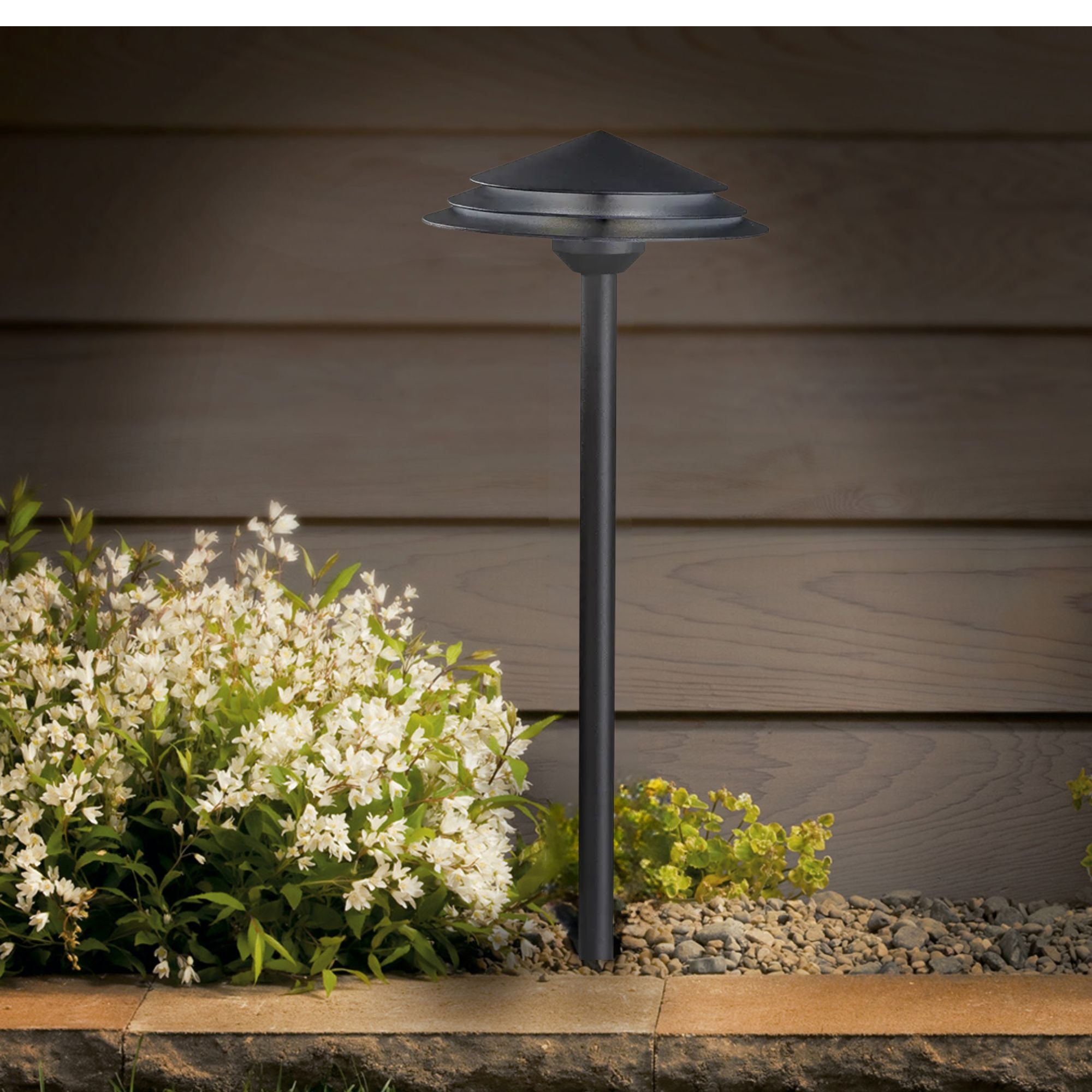 Kichler Round Tiered 21" 2700K LED Integrated Path Light in Textured Black