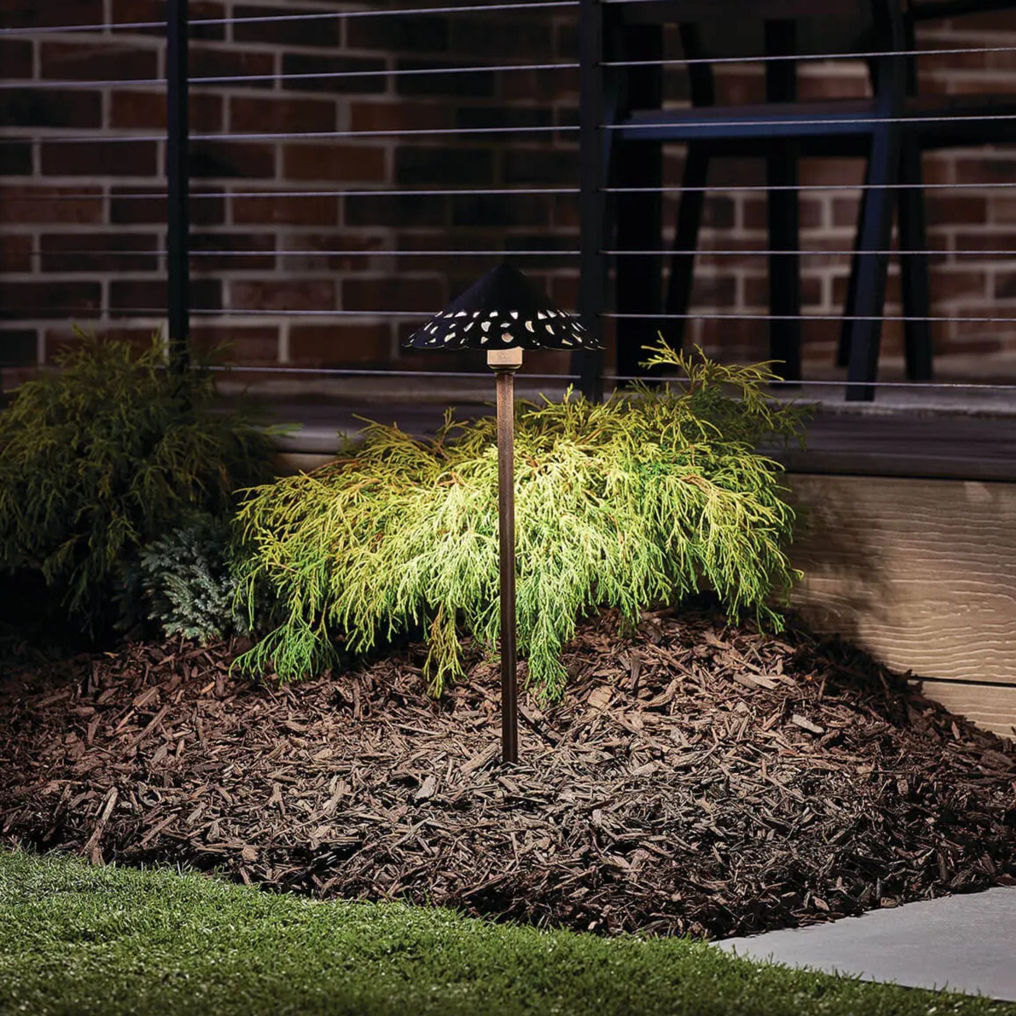 Kichler Cast Hammered Roof 22″ 3000K LED Path Light in Textured Tannery Bronze