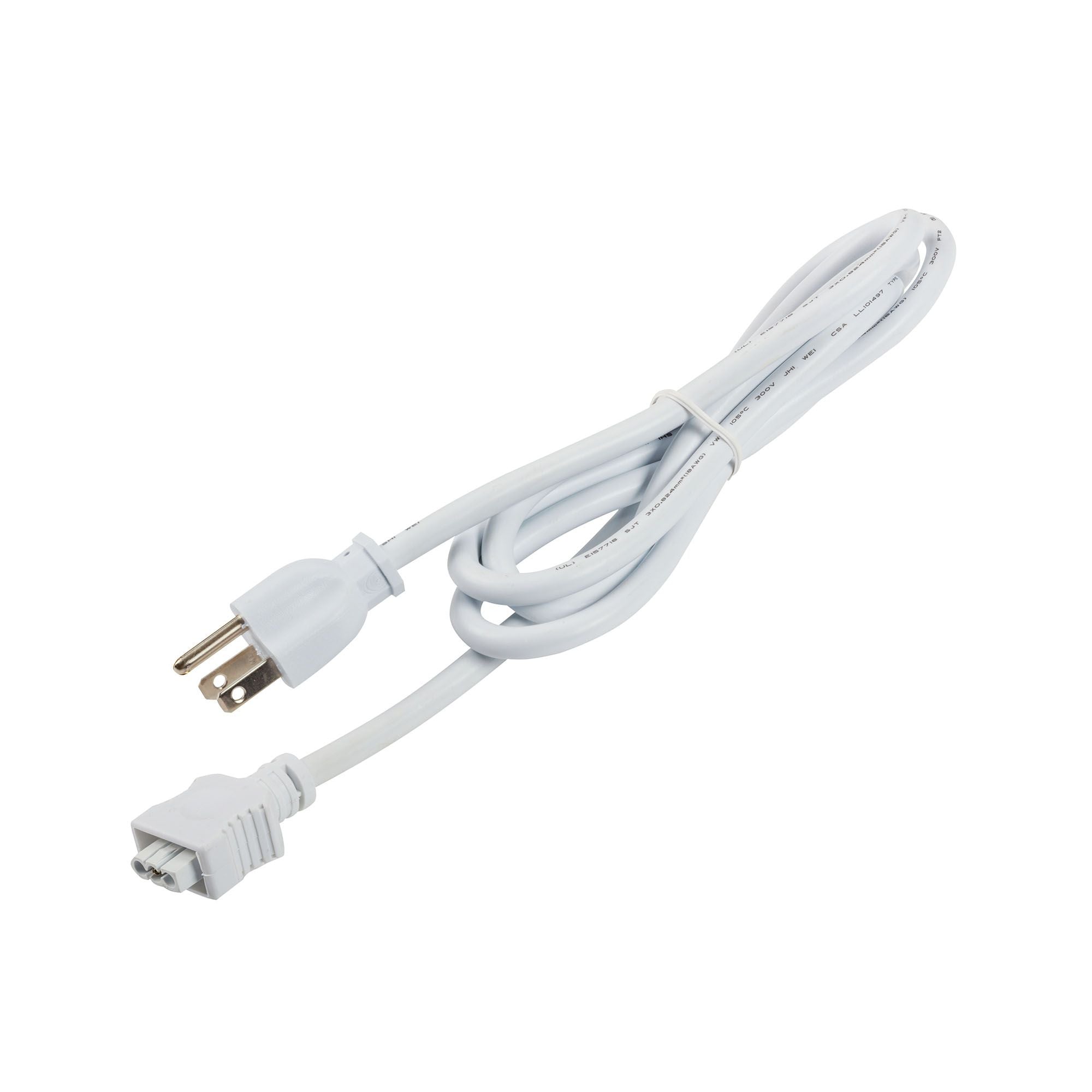 5ft 3-Prong Cord for 6U Under cabinet lights, White