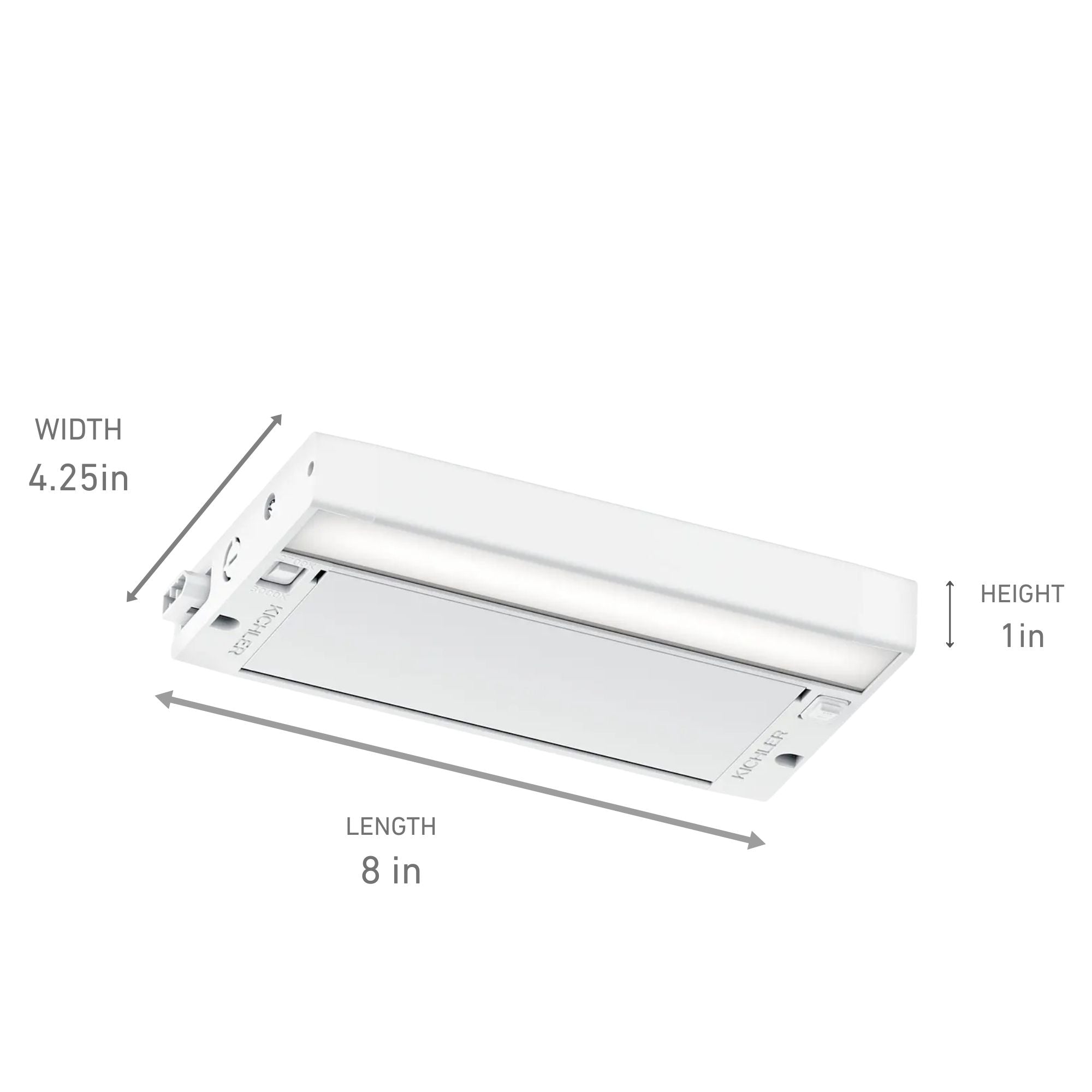 6U Series 8-Inch 120V LED Under Cabinet Light, 2700K/3000K, White