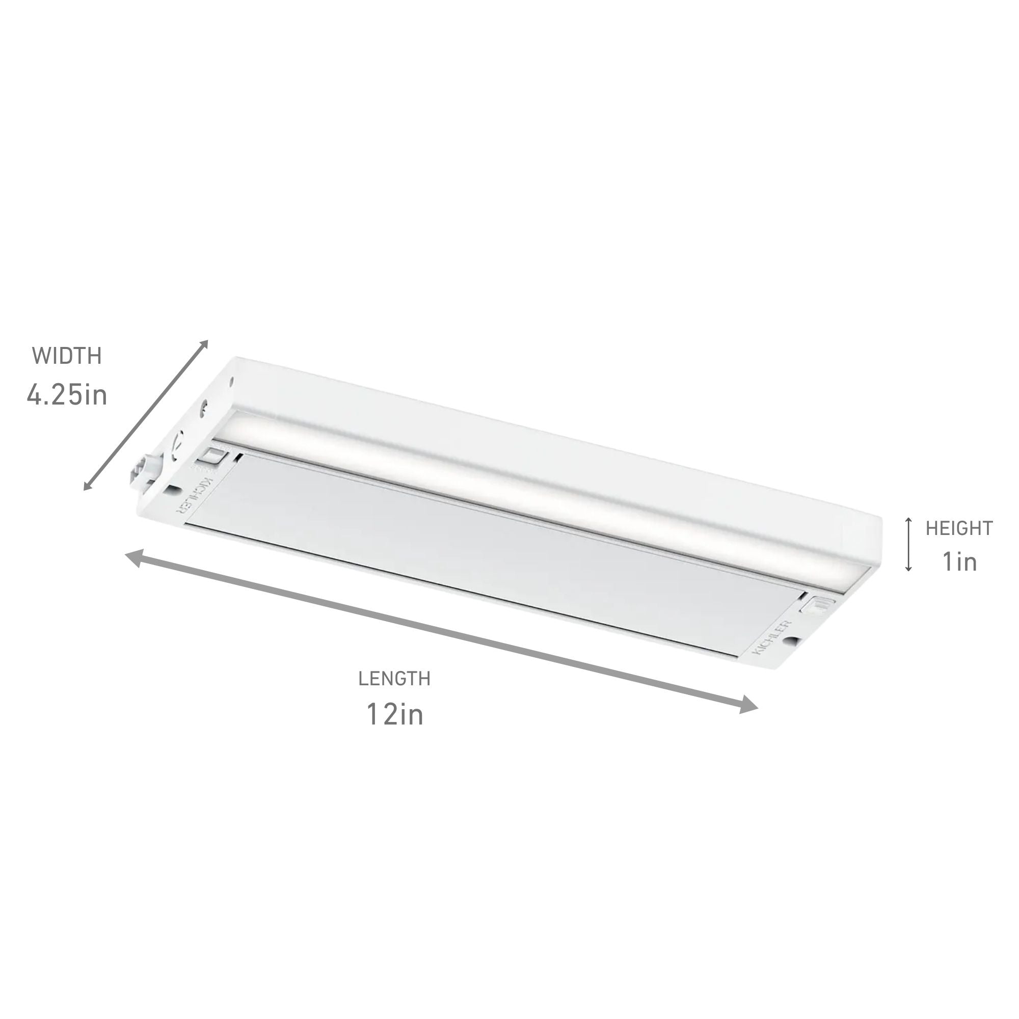 6U Series 12-Inch 120V LED Under Cabinet Light, 2700K/3000K, White