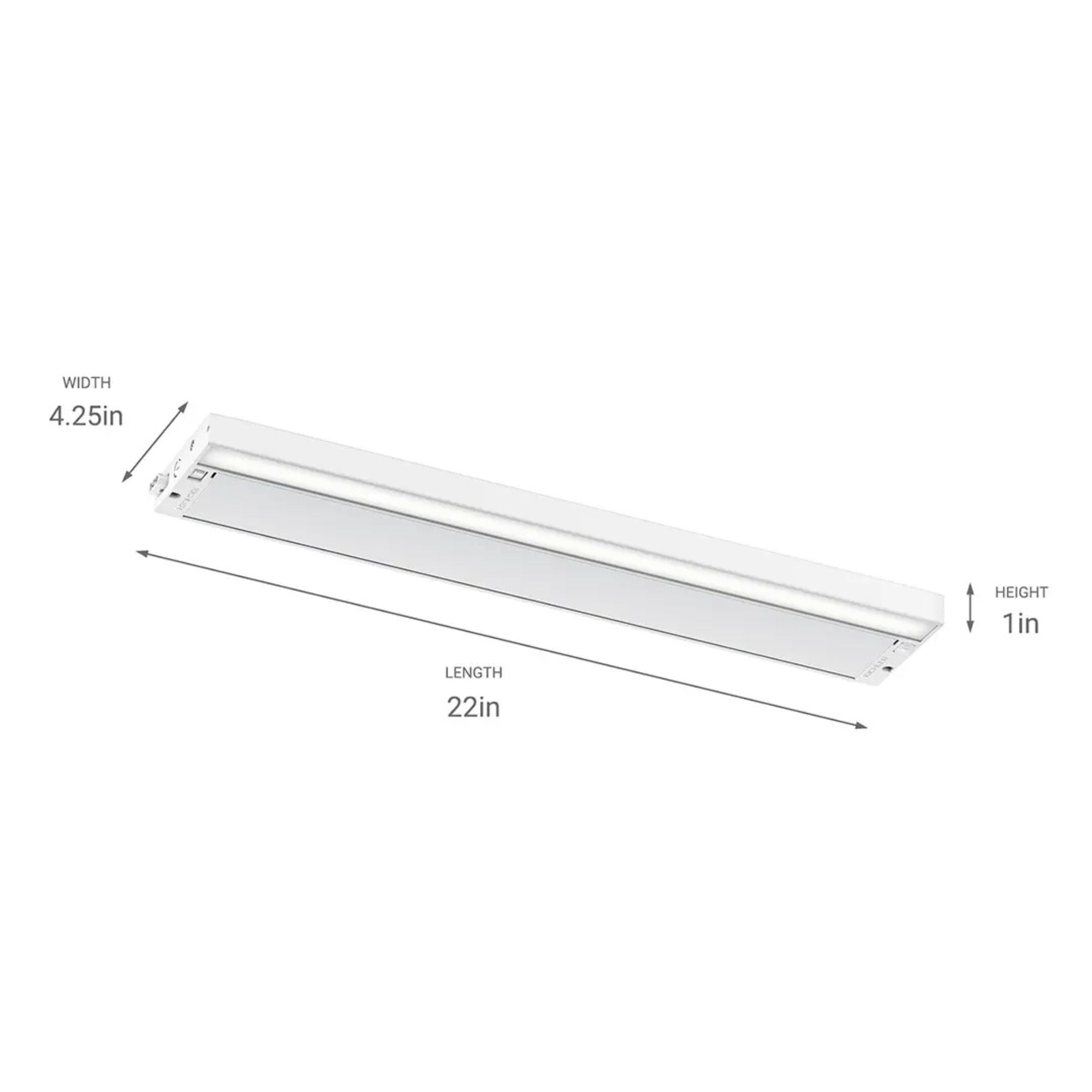 6U Series 22-Inch 120V LED Under Cabinet Light, 2700K/3000K, White